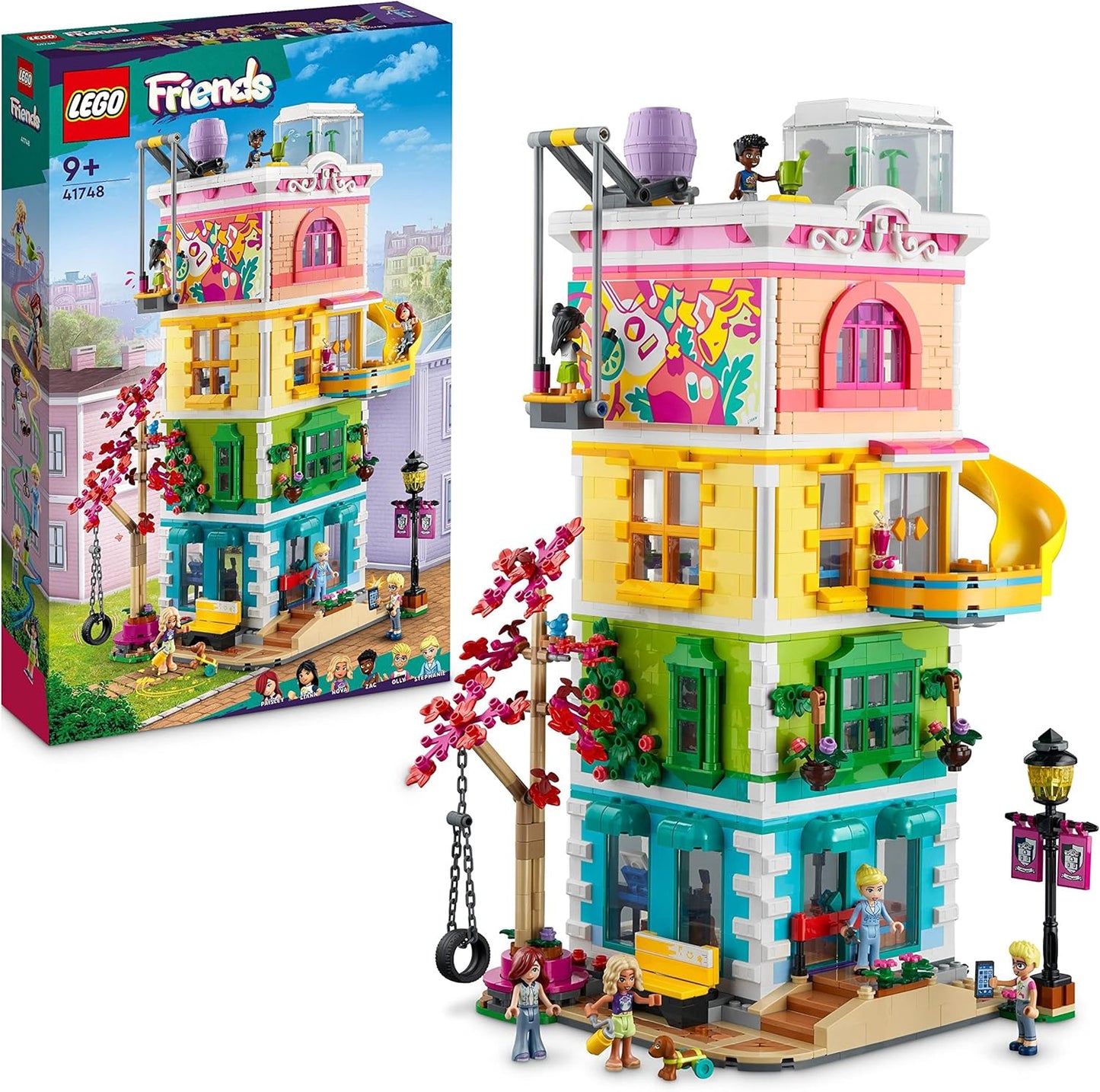 LEGO 41748 Friends Heartlake City Community Centre, Modular Building with Art and Recording Studios, Play Room with 6 Mini Dolls Including Pickle the Dog, Toy for Children