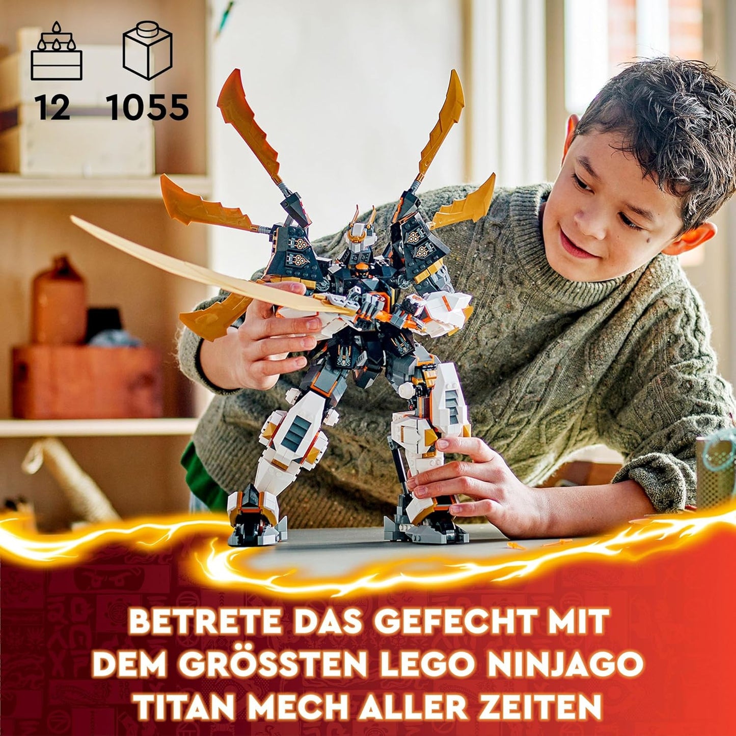 LEGO Ninjago Coles Titan Dragon Mech, Adventure Toy for Children, Ninja Playset with 1 Mini Figure, Birthday Gift for Boys and Girls from 12 Years, Fantasy Play Set 71821