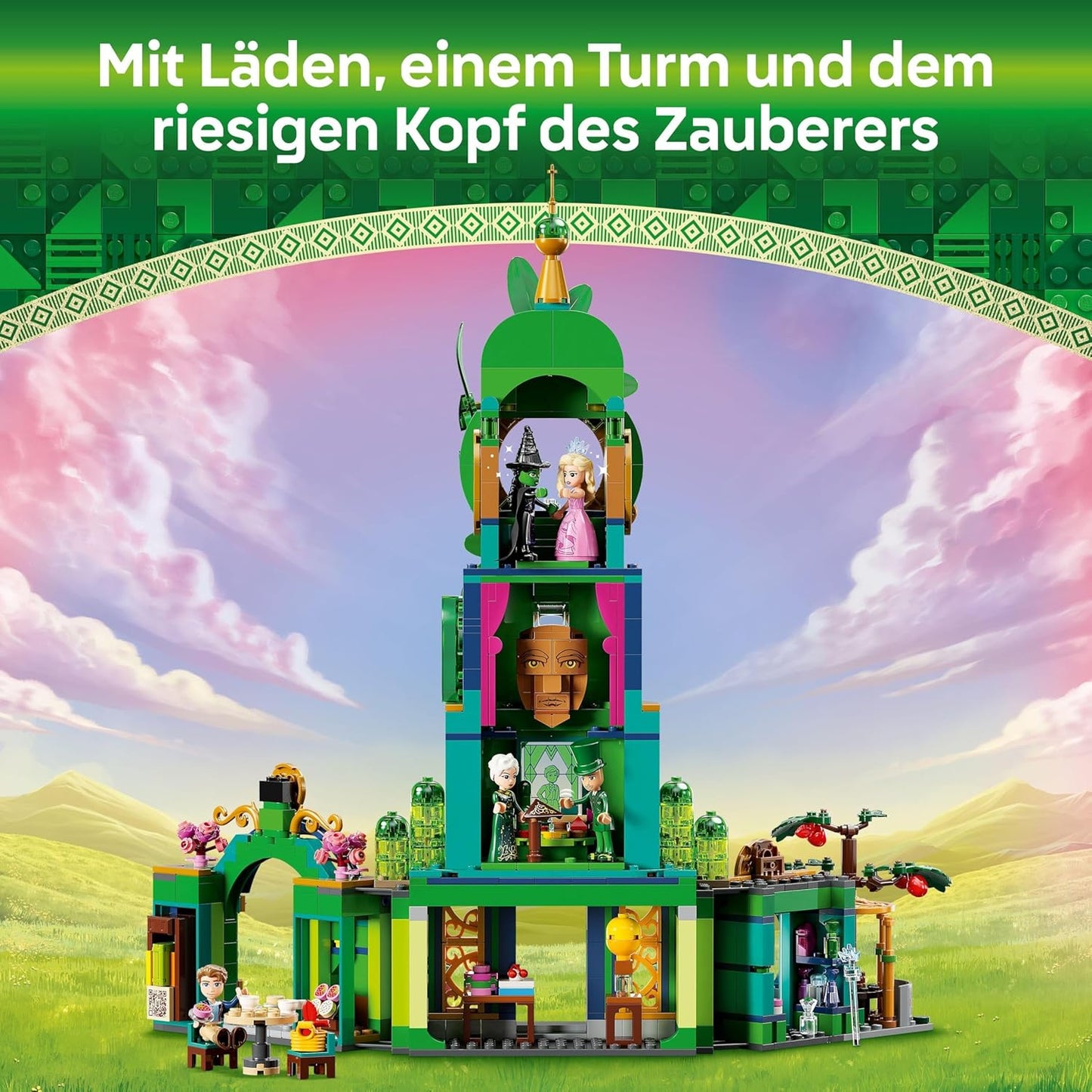 LEGO Wicked Welcome to Emerald City Toy with Tower, Glinda and Elphaba Mini Dolls, Gift for Fans of the Film and Girls and Boys from 9 Years Who Love Dollhouses 75684