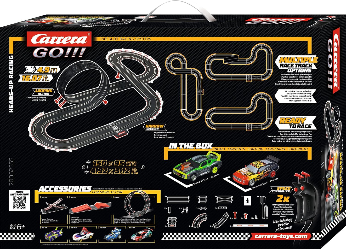 Carrera - 20062555 - Carrera GO!!! Heads-Up Racing Race Track Set I Racetracks and Licensed Slot Cars | Up to 2 Players | For Boys and Girls from 6 Years and Adults