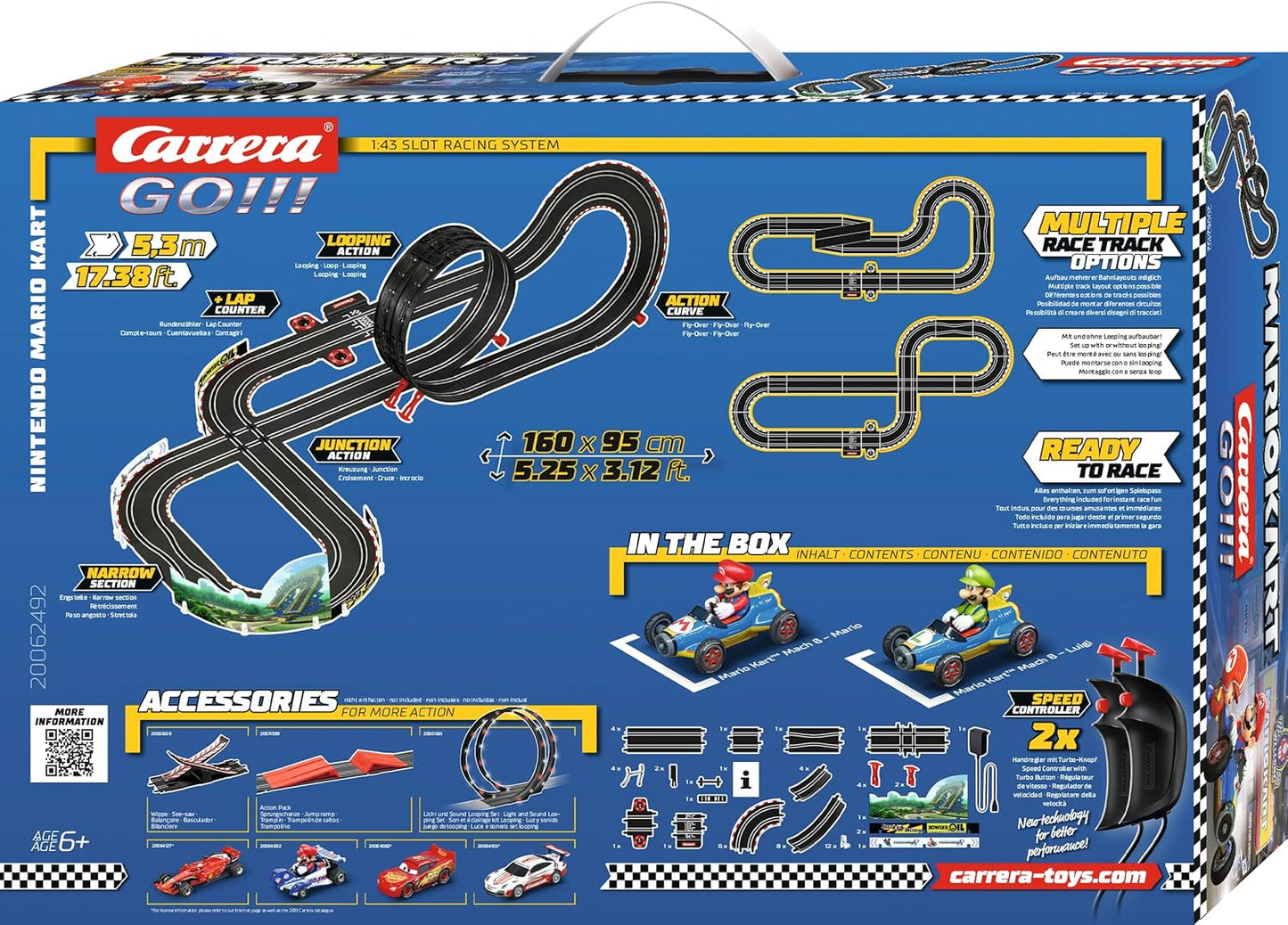 Carrera Go!!! Nintendo Mario Kart Mach 8 Race Track Set | 5.3 m Electric Carrera Track with Mario & Luigi Toy Cars | with 2 Hand Controls & Track Parts | Toy for Children from 6 Years