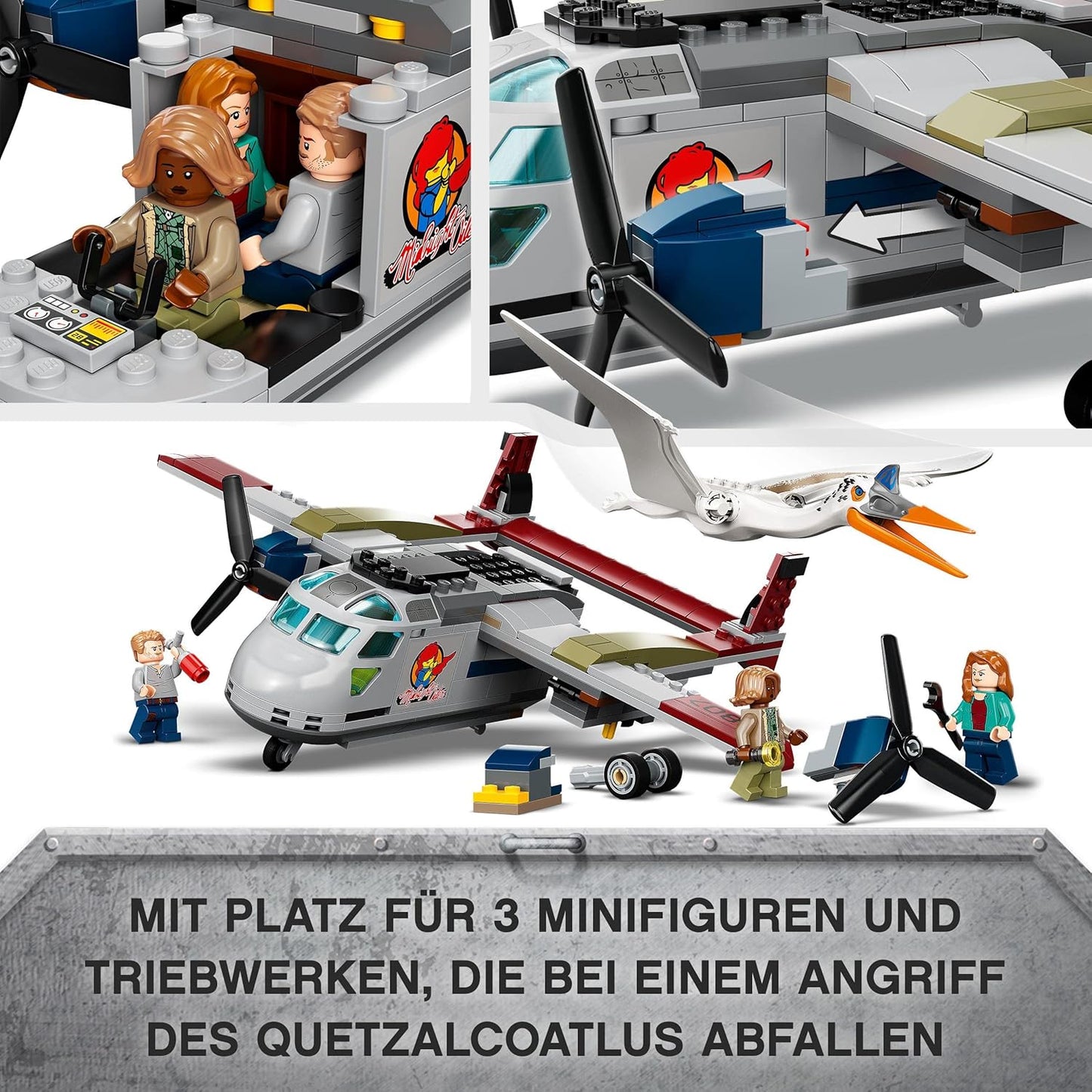 LEGO 76947 Jurassic World Quetzalcoatlus: Plane Raid, Dinosaur Toy with Figures, Gift for Children from 7 Years