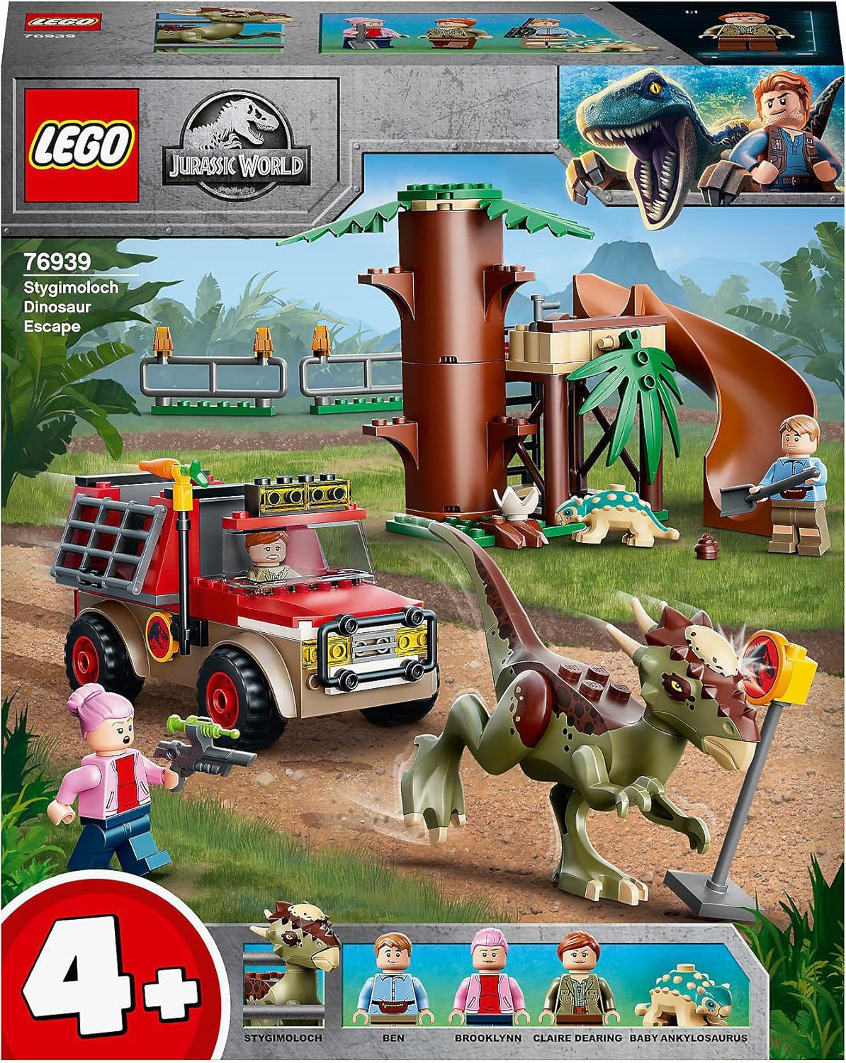 LEGO 76939 Jurassic World Escape of the Stygimoloch Toy, Starter Set for Children from 4 Years with Figures and Tree House, Dinosaur Gift Idea