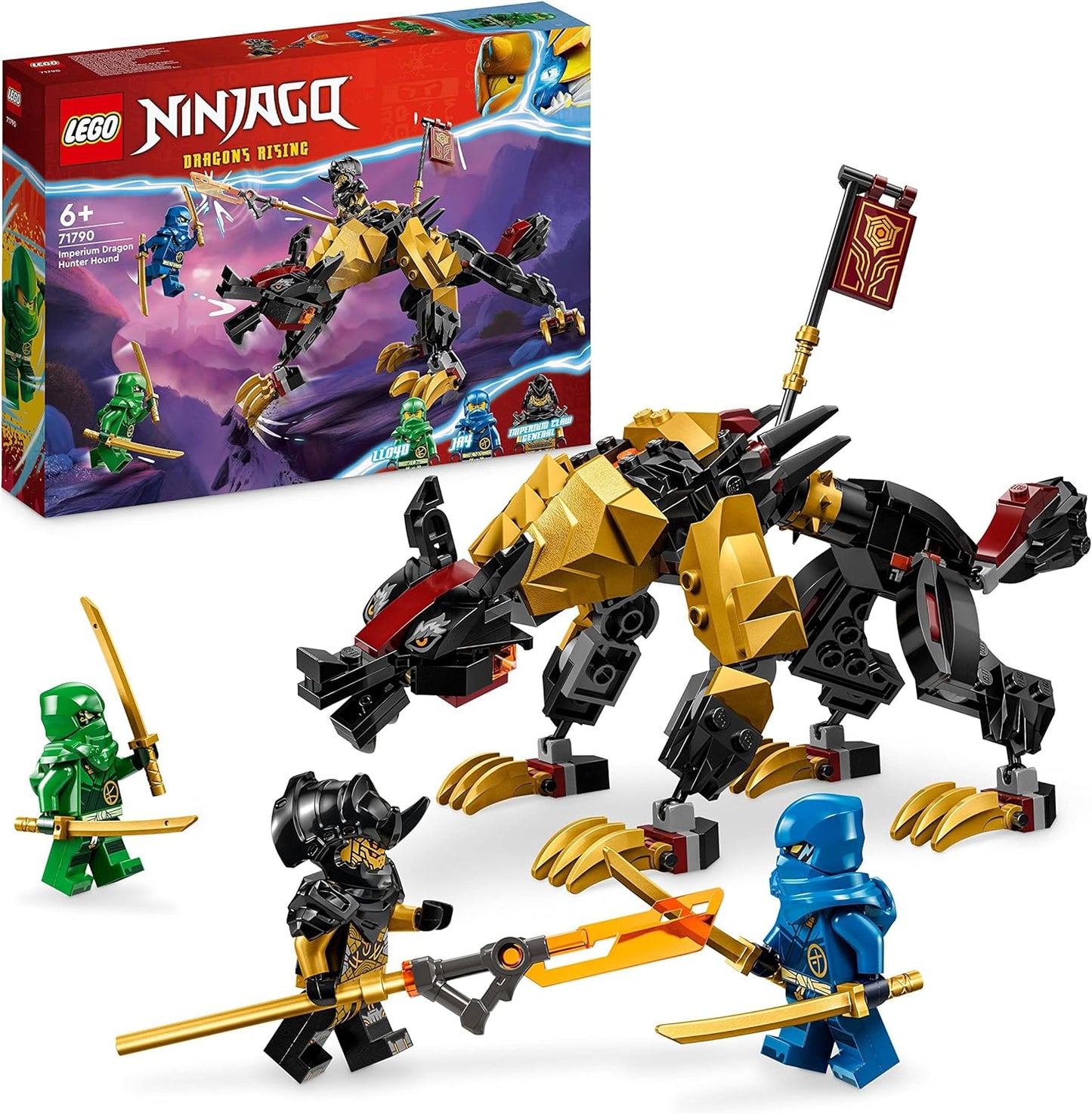 LEGO Ninjago Imperial Dragon Hunter Hunting Dog, Buildable Monster Toy for Children from 6 Years, Boys and Girls, Posing Mythical Creature Figure, 3 Collectable Mini Figures, Gift Idea 71790