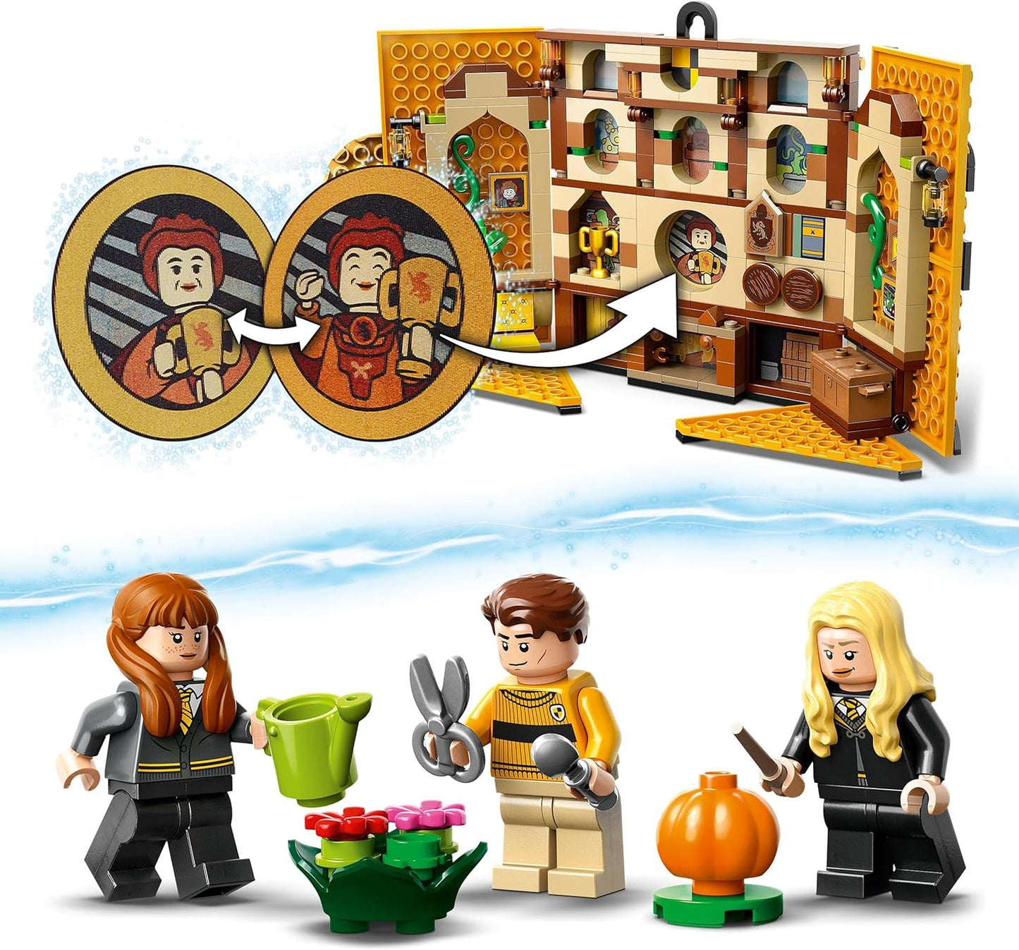 LEGO 76412 Harry Potter House Banner Hufflepuff, Hogwarts Crest and Community Room Toy, 2-in-1 Travel Toy and Wall Decoration, Collector's Set with Cedric Diggory Mini Figure