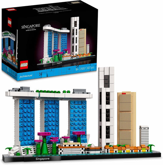 LEGO 21057 Architecture Singapore Skyline Set, Model Kit with Marina Bay Sands, Stress Relief Set, Home and Office Decoration for Crafts and Collecting for Adults, Gift for Women and Men