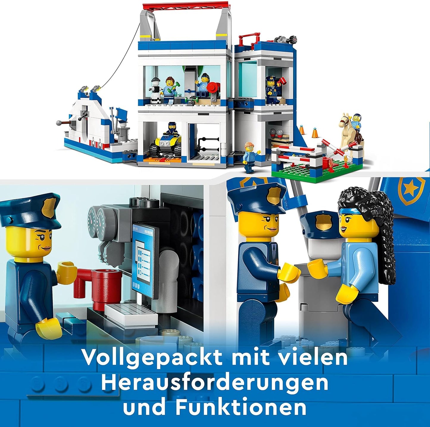 LEGO 60372 City Police School Playset with Obstacle Track, Horse Figure, Toy Car and 6 Mini Figures, for Children from 6 Years