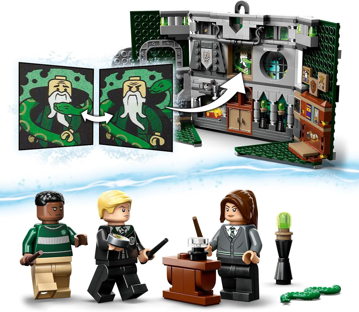 LEGO 76410 Harry Potter House Banner Slytherin Set, Hogwarts Crest and Community Room Toy, 2-in-1 Travel Toy and Wall Decoration, Collectible Set with Draco Malfoy Mini Figure, 9-99 Years