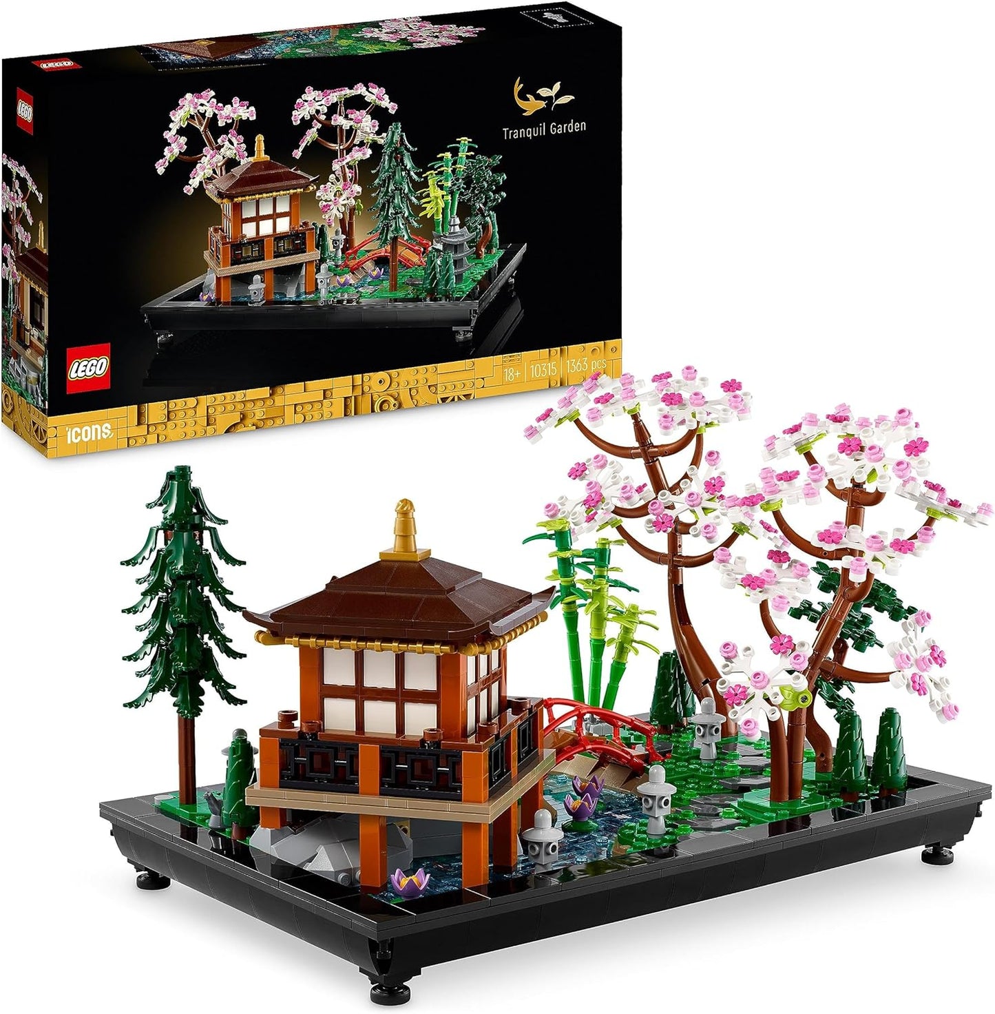 LEGO Icons Garden of Silence, Botanical Zen Garden Set for Adults with Lotus Flowers, Customizable Desk Decoration, Inspired by Japan, Mindful Gift for Women and Men 10315