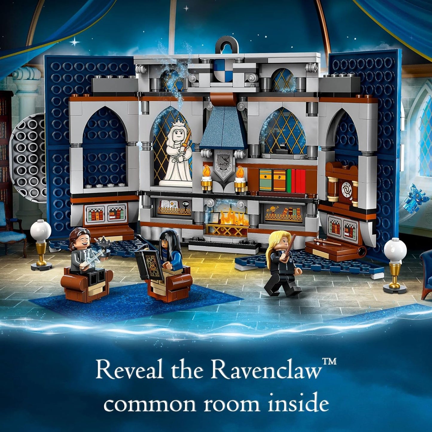 LEGO Harry Potter Ravenclaw House Banner 76411, Hogwarts Castle Community Room Toy or Wall Display with Luna Lovegood Mini Figure, Collectible Travel Toy