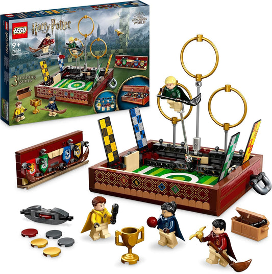 LEGO 76416 Harry Potter Quidditch Suitcase, Toy Set for Building, Solo or 2 Players, 3 Different Quidditch Games with Draco Malfoy and Cedric Diggory Mini Figures, House Banner & Golden Snitch