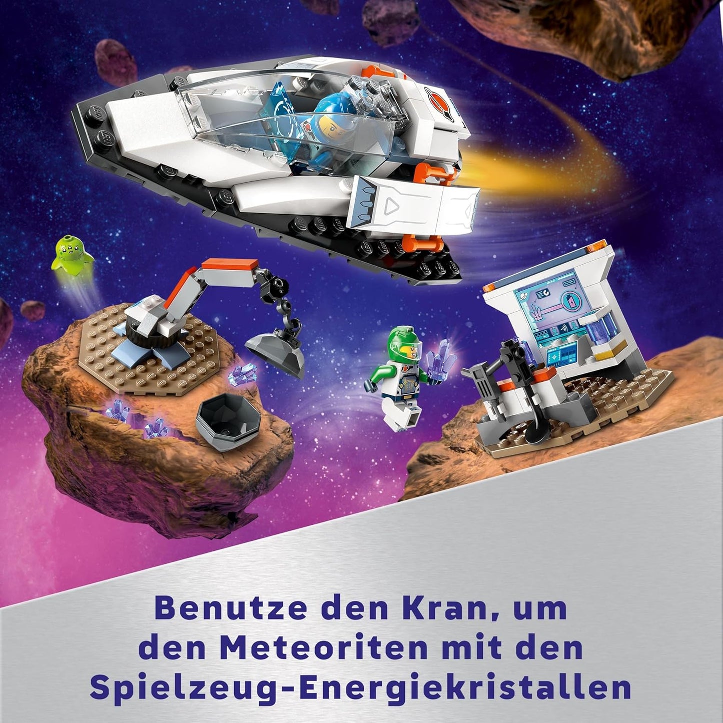 LEGO City Bergung eines Asteroiden im Weltall, Weltraum-Spielzeug mit Raumschiff, Raumstation, 2 Minifiguren und eine Alien-Figur, Geschenk für Kinder, Jungs und Mädchen ab 4 jahren 60429