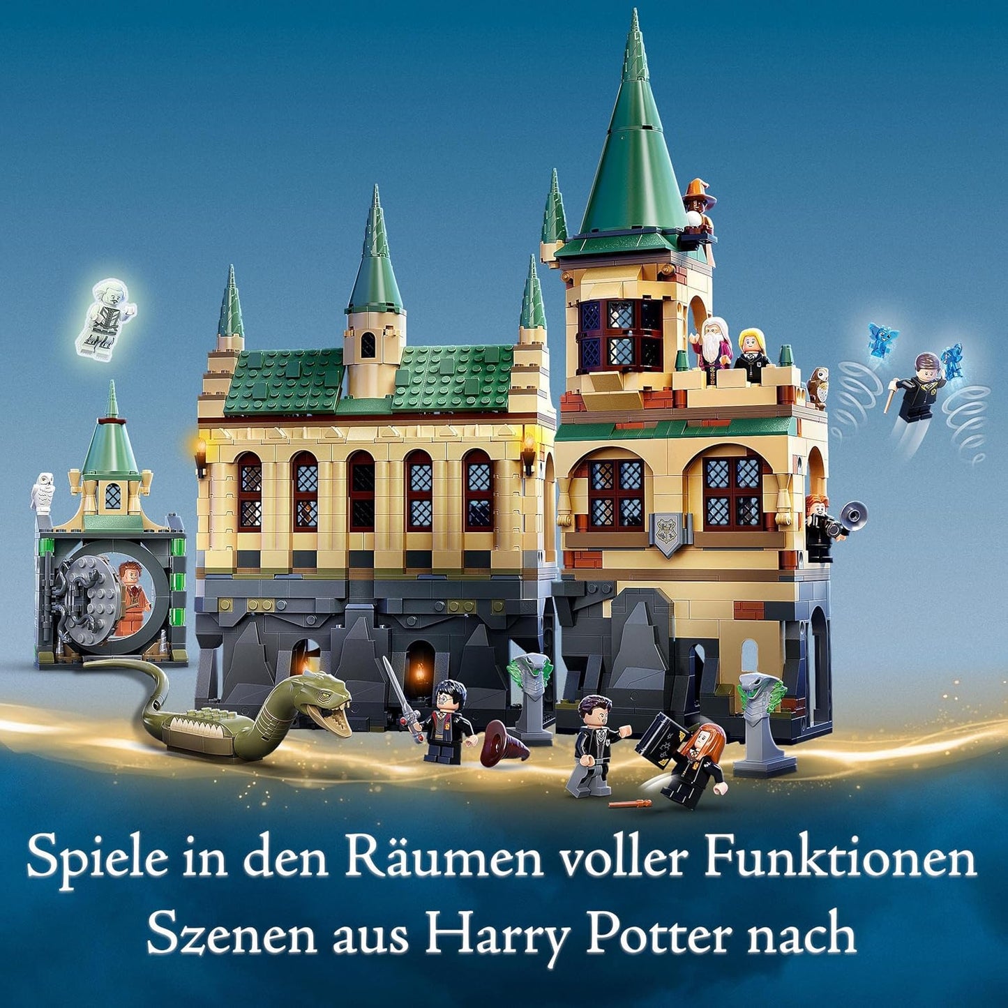 LEGO Harry Potter Hogwarts Chamber of Secrets Set, Castle Toy with Golden Voldemort Mini Figure, Basilisk Animal Figure and Iconic Rooms such as the Great Hall, Gift Idea for Children 76389