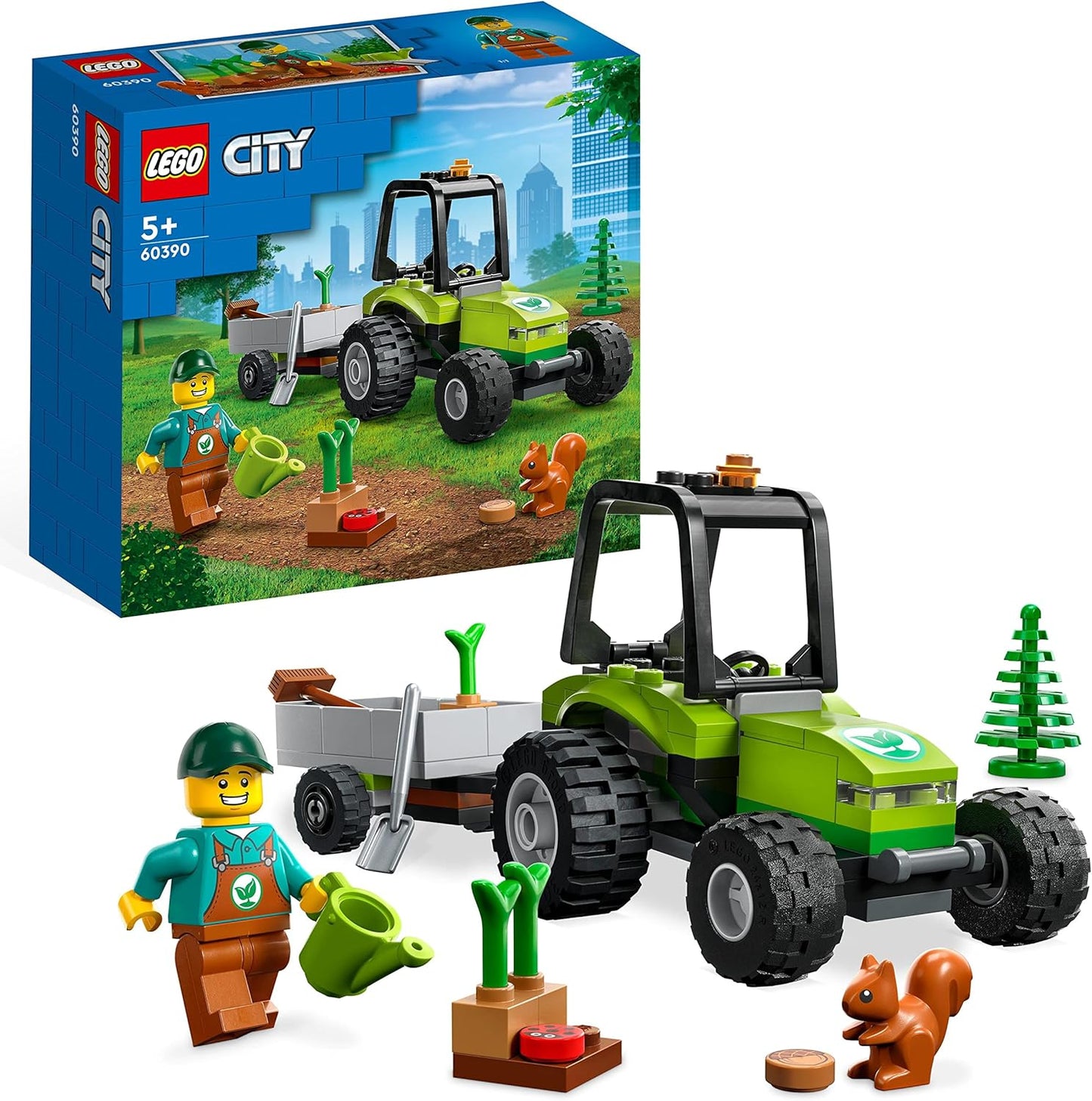 LEGO 60390 City Small Tractor, Toy Tractor with Trailer, Vehicle for Farm Set with Gardener Mini Figure & Animal Figure, Construction Toy from 5 Years