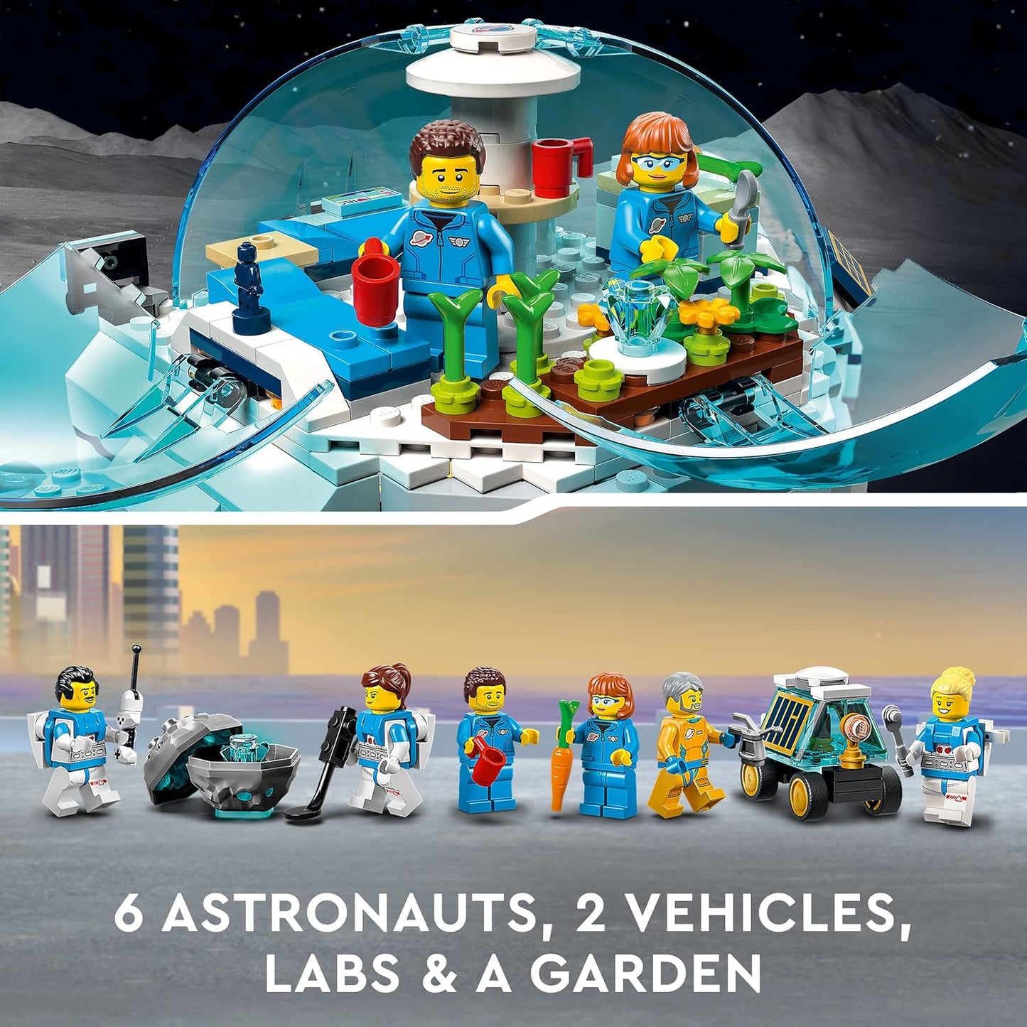 LEGO 60350 City Moon Research Base, Space Toy with Landing Rocket and Car Buggy NASA Series with Astronaut Mini Figures, from 7 Years