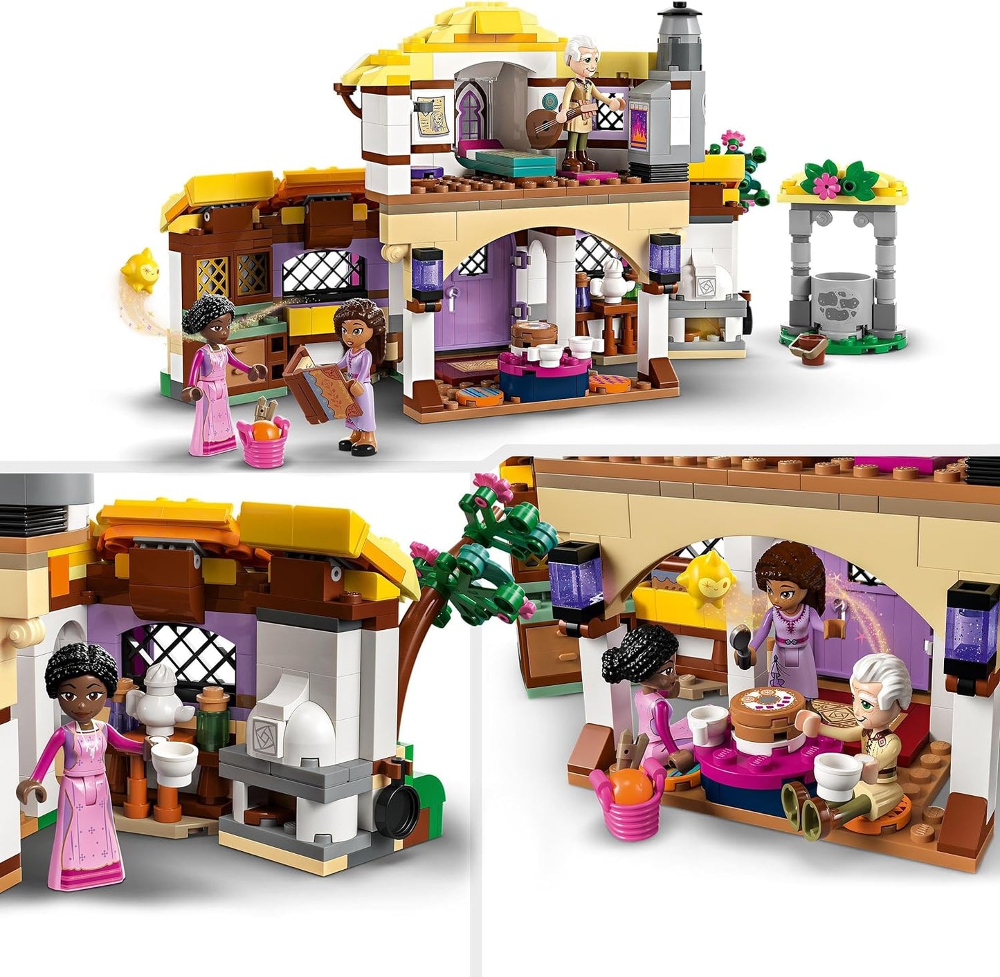 LEGO 43231 Disney Wish Asha's House Set, Opening Toy Dollhouse from the Wish Movie with Asha, Sakina and Sabino Mini Dolls and Star Figure, Kids, Girls and Boys