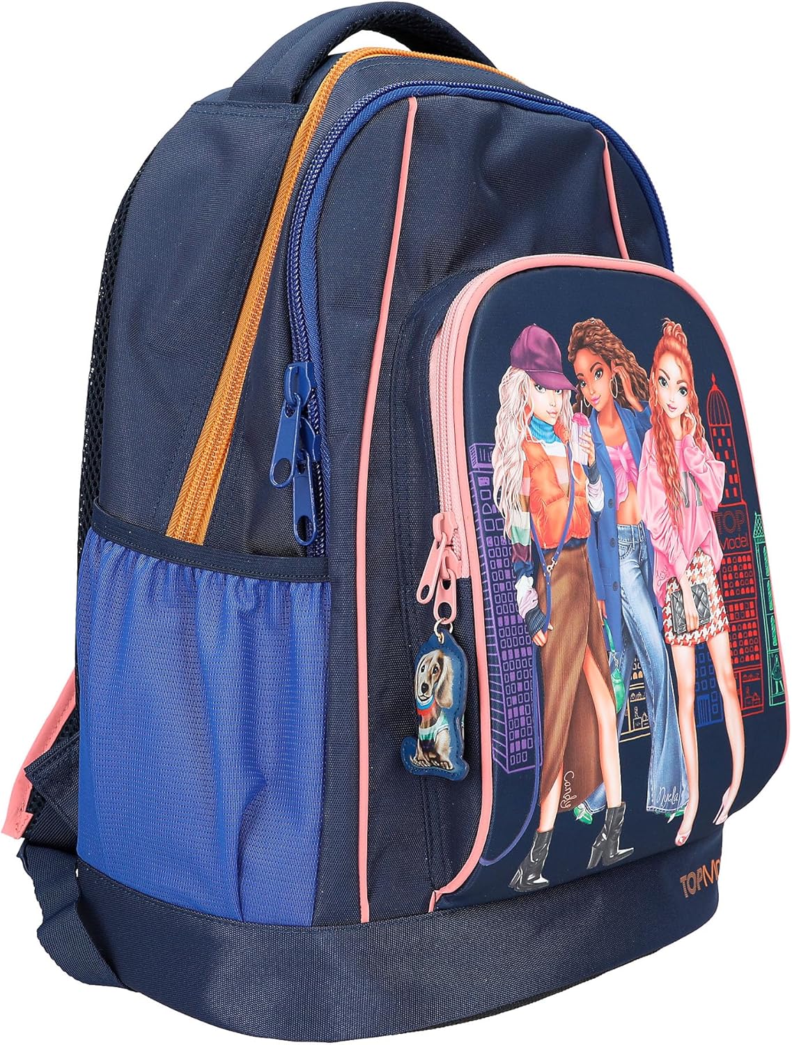 Depesche 12565 TOPModel City Girls School Backpack in Dark Blue with Model Motif, School Bag with Adjustable Straps and Pendant