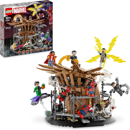 LEGO 76261 Marvel Spider-Mans Large Showdown, Spider-Man: No Way Home Set with 3 Peter Parker Mini Figures plus Green Goblin, Electro, Sandman, Ned, Doctor Strange and MJ Collector's Model