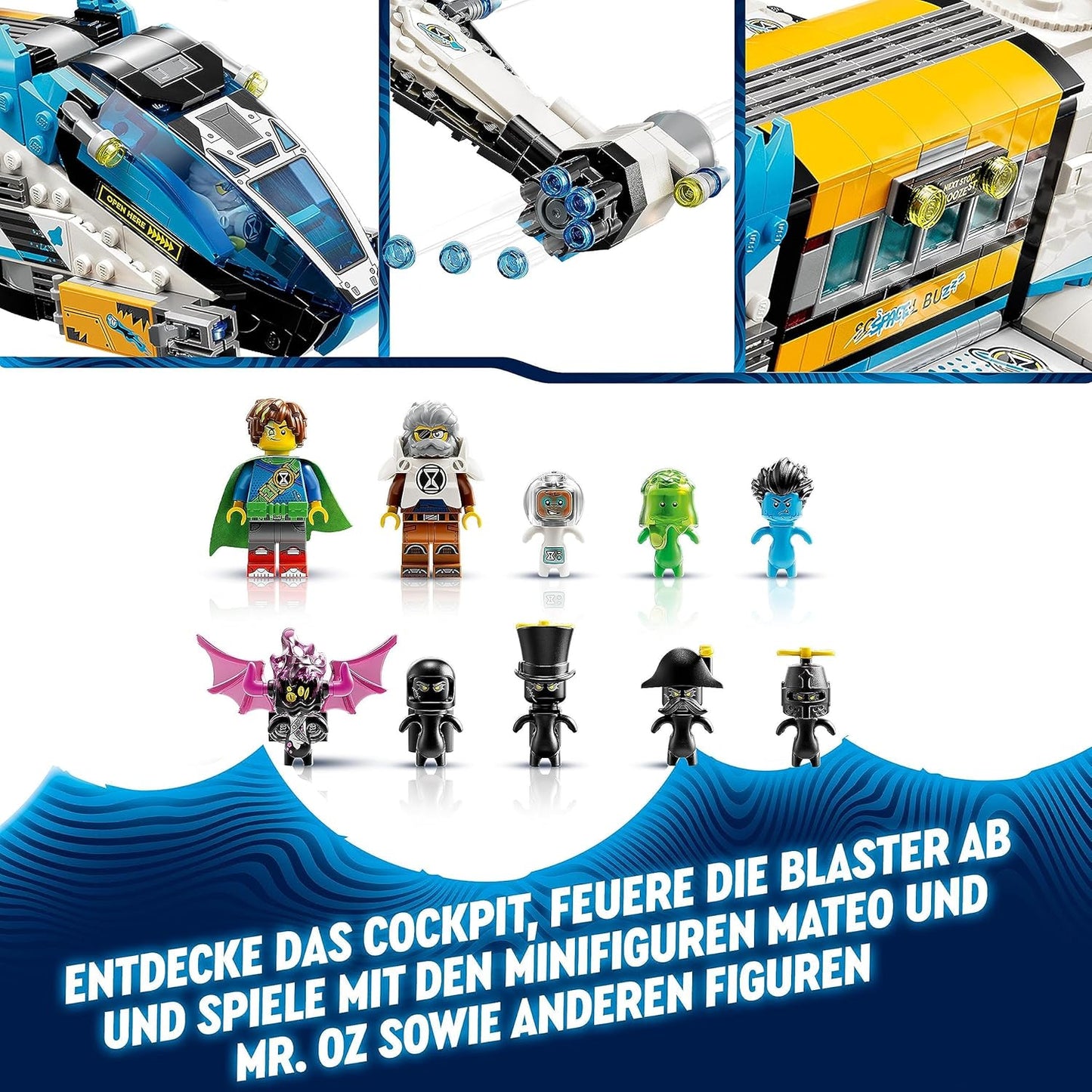 LEGO DREAMZzz 2-in-1 Mr. Oz Space Bus Dual Buildable Rocket Bus Toy with Mateo, Z-Blob and Logan, Creative Toy for Imaginative Play Based on TV Show for Kids 71460