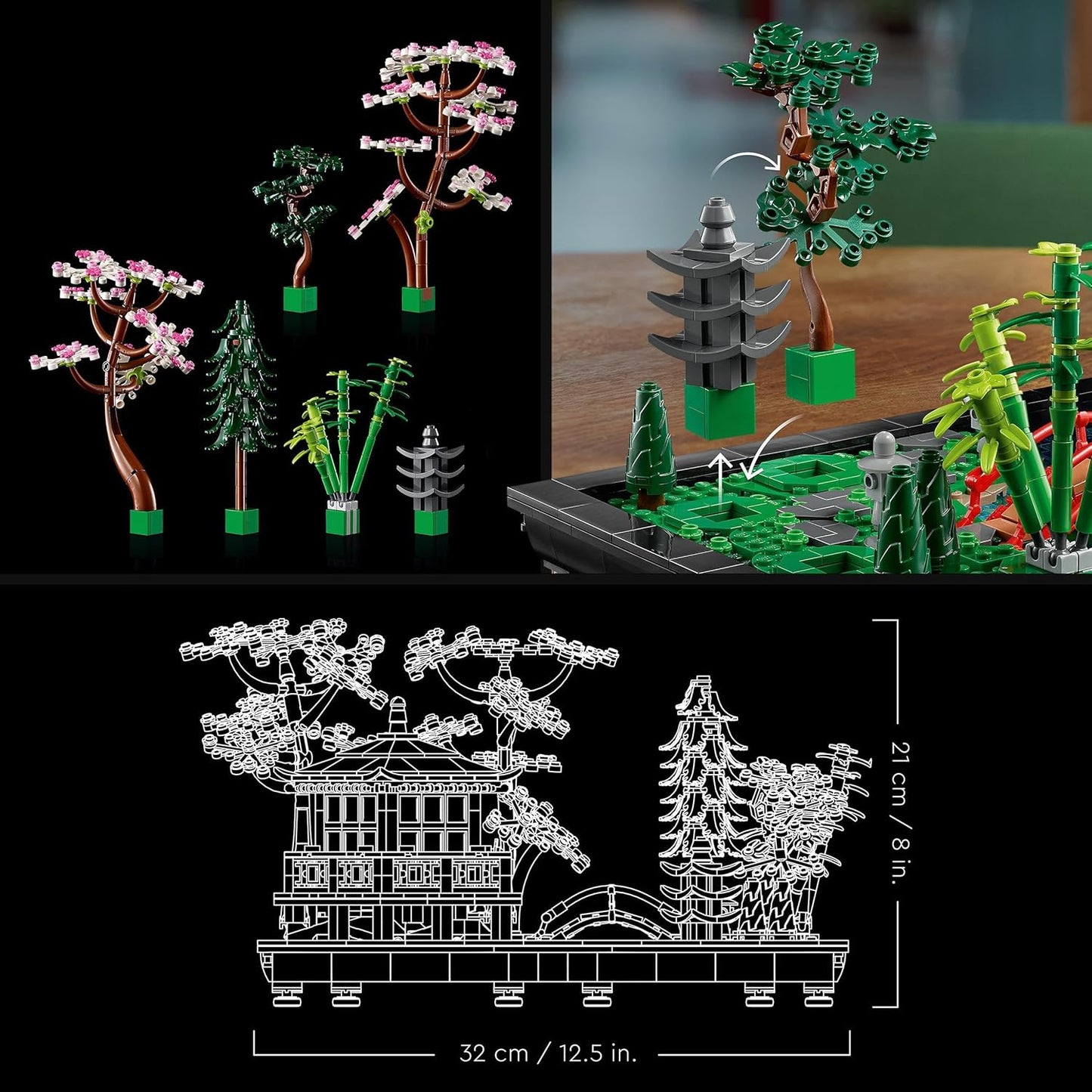 LEGO Icons Garden of Silence, Botanical Zen Garden Set for Adults with Lotus Flowers, Customizable Desk Decoration, Inspired by Japan, Mindful Gift for Women and Men 10315