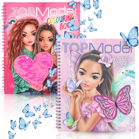 TOPModel Colouring Book with Sequins Fairy Love - Creative Drawing Fun with Glitter | Double Joy: Two TOPModel Colouring Books with Sparkling Sequins for Imaginative Children