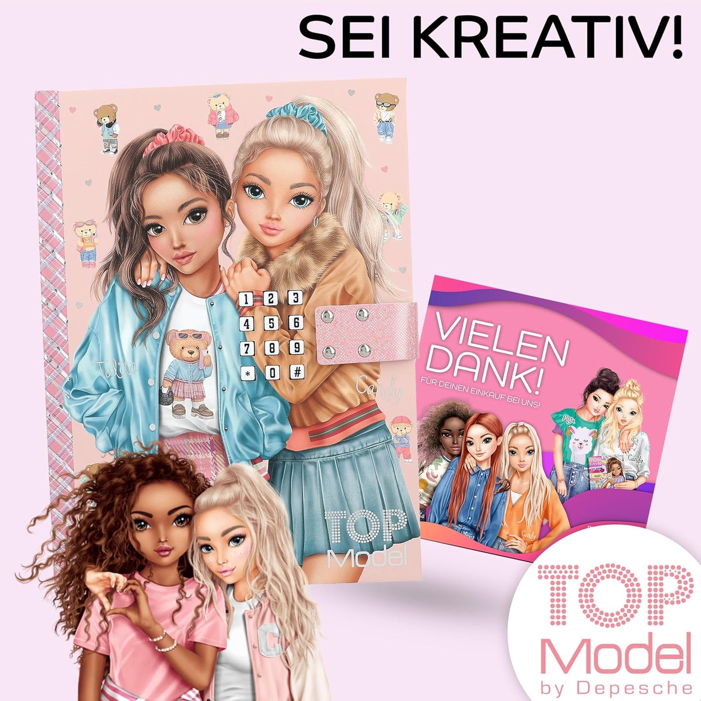 Depesche TOPModel Geheimcode Tagebuch mit Sound TEAM TEDDY und praktischer TOPModel Stundenplan & Ausmalblatt zum Ausdrucken – Kreatives Tagebuch für junge Künstler!