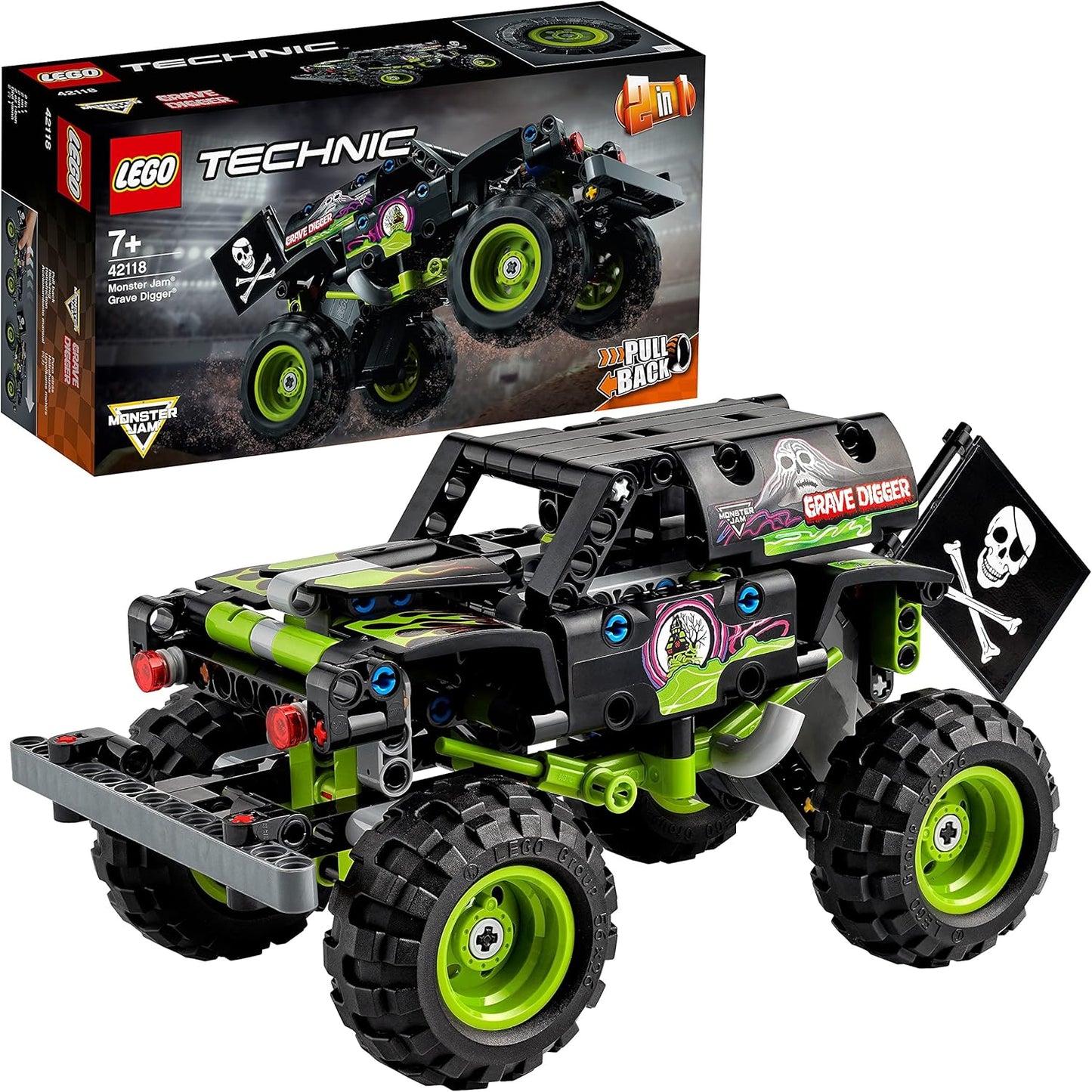 LEGO 42118 Technic Monster Jam Grave Digger Truck Toy or Off-Road Buggy, 2-in-1 Construction Kit