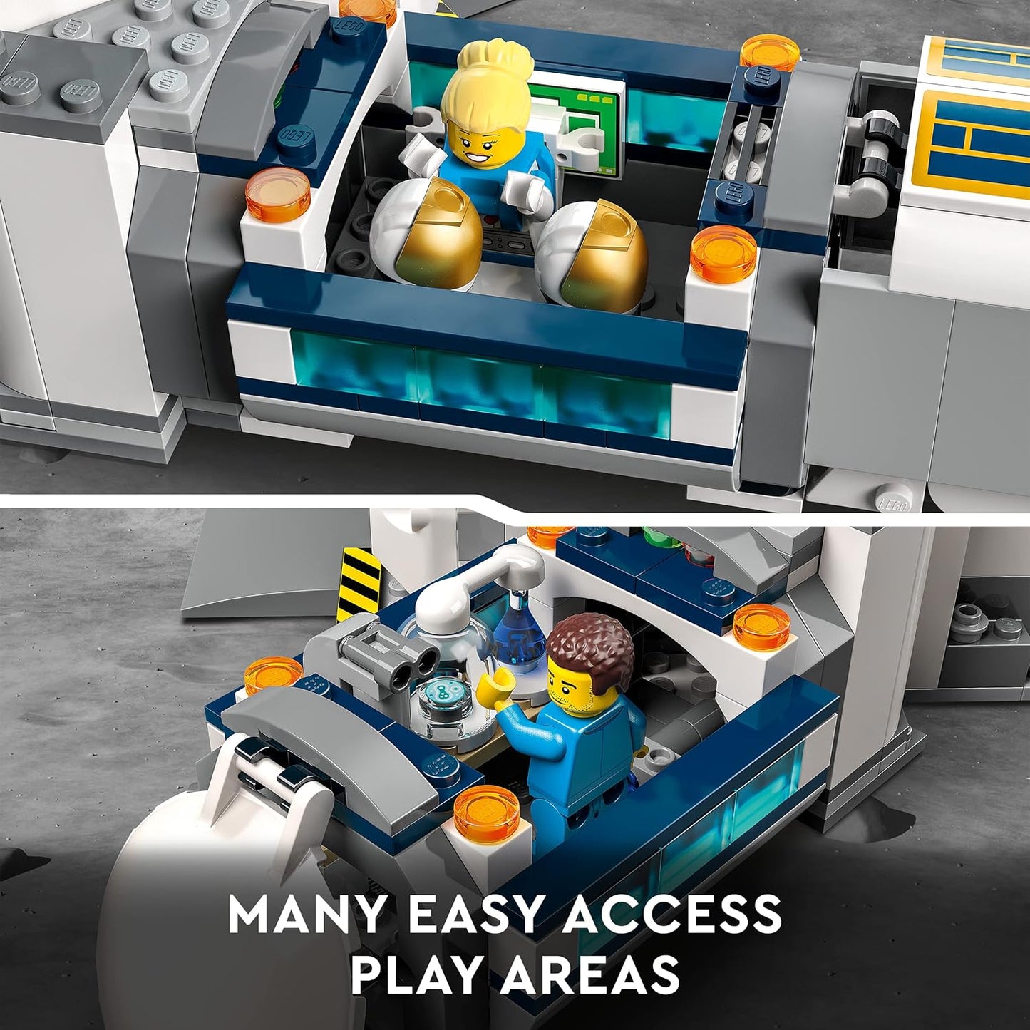 LEGO 60350 City Moon Research Base, Space Toy with Landing Rocket and Car Buggy NASA Series with Astronaut Mini Figures, from 7 Years