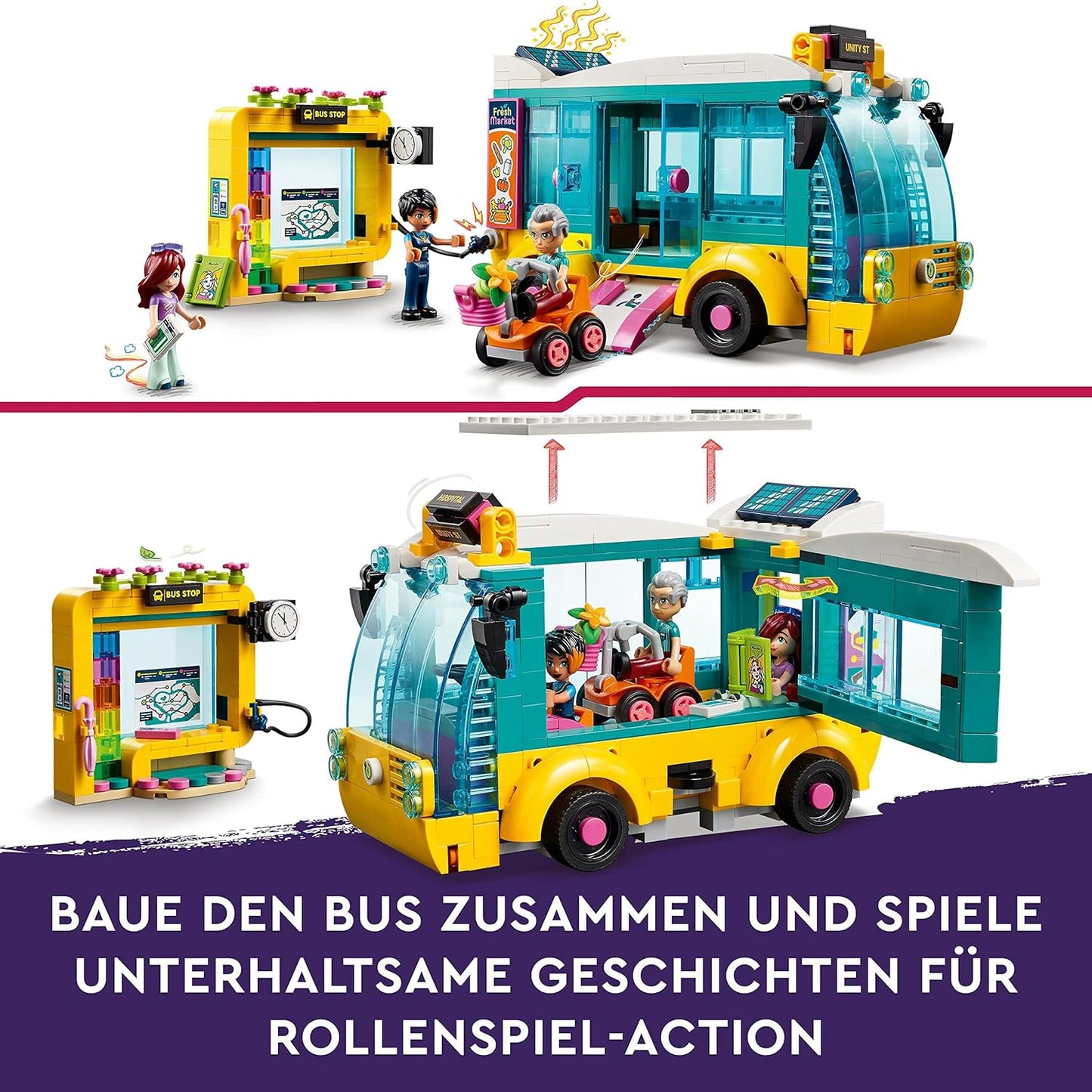 LEGO Friends Heartlake City Bus Toy, Mini Dolls & Bus Toy Set with Paisley, Friendship Gift for Children from 7 Years, Girls and Boys (Exclusive to Amazon) 41759