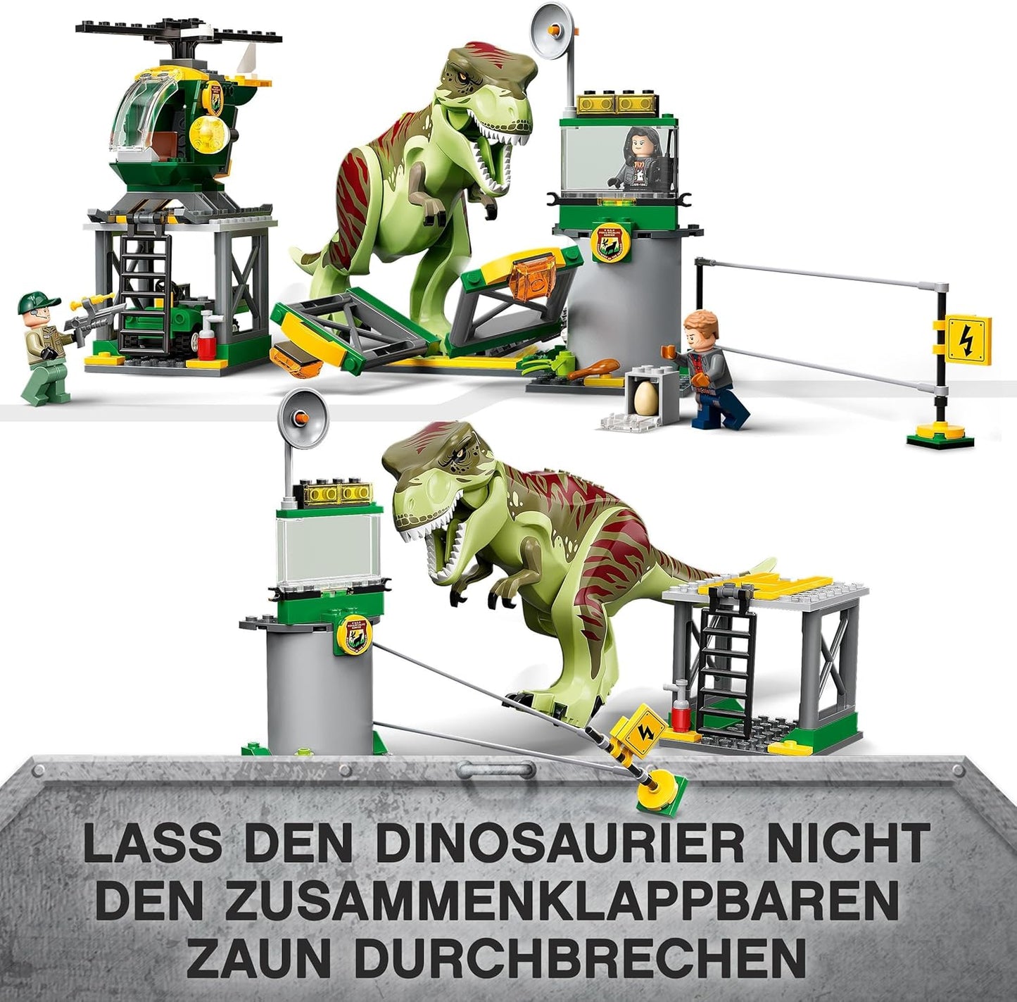 LEGO Jurassic World T. Rex Breakout, Dinosaur Toy from 4 Years, Set with Large Dino Figure, Helicopter, Airport and Toy Car, Gift for Fans of Jurassic Park Movies 76944