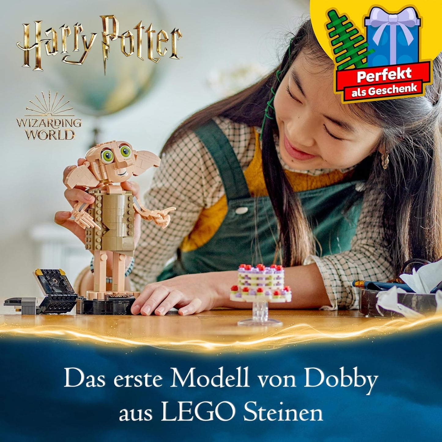 LEGO Harry Potter Dobby der Hauself Set, bewegliche ikonische Figur, Spielzeug, Schlafzimmer Accessoire & Deko, Charakter-Sammlung, Geschenk für Mädchen, Jungen, Teens und alle Fans ab 8 Jahren 76421