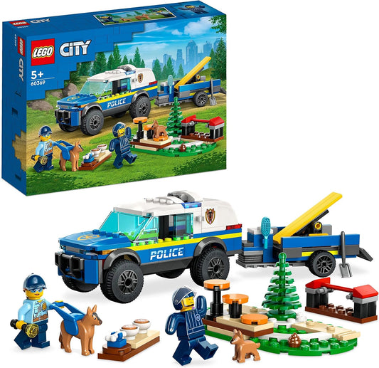 LEGO City Mobiles Polizeihunde-Training, Polizeiauto-Spielzeug mit Anhänger, Hunde- und Welpenfiguren, Tier-Set für Kinder ab 5 Jahren 60369