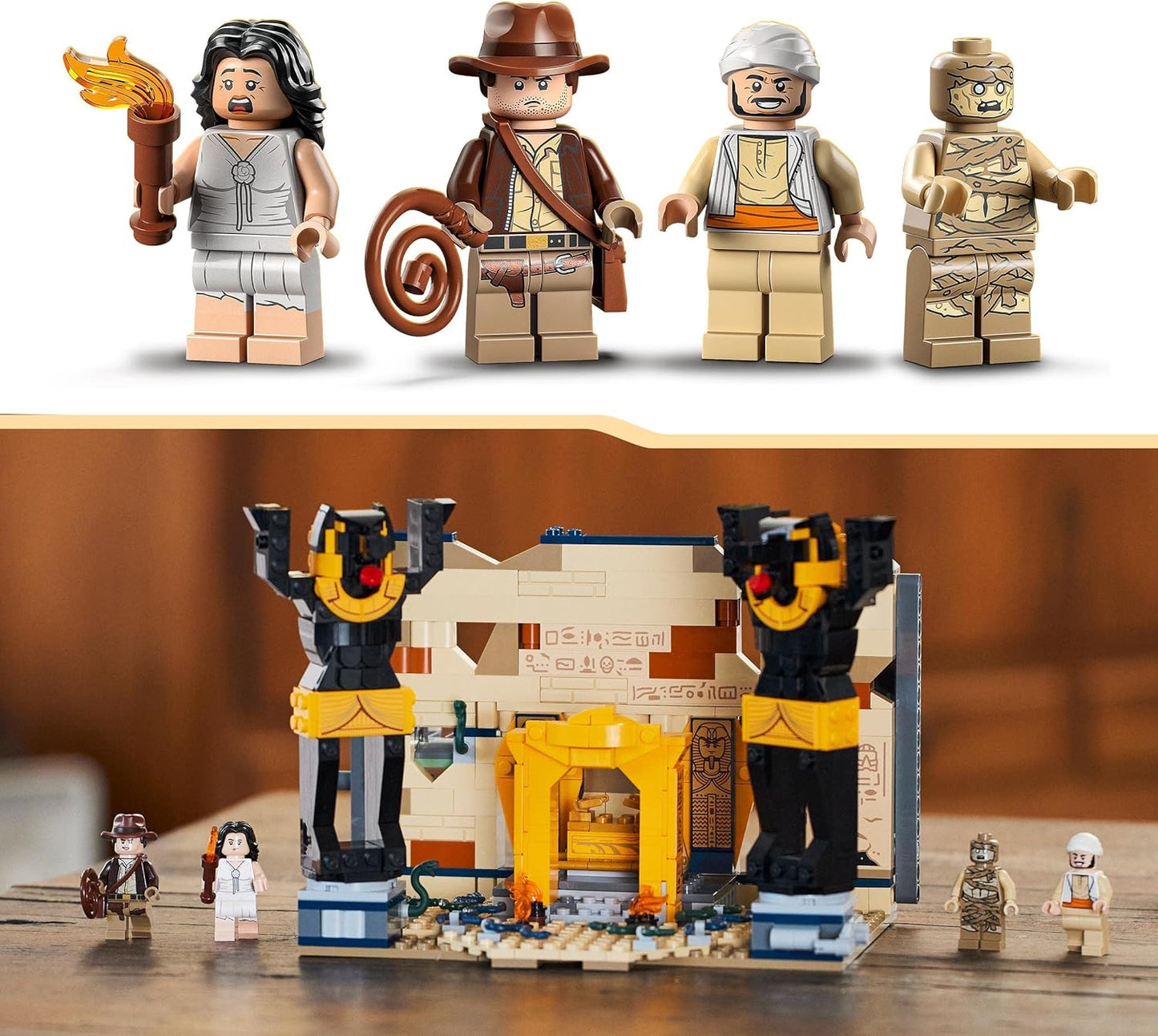 LEGO Indiana Jones Escape from the Tomb Construction Toy with Temple and Mummy Mini Figure, Hunter of the Lost Treasure Movie Set, Gift Idea for Children 77013