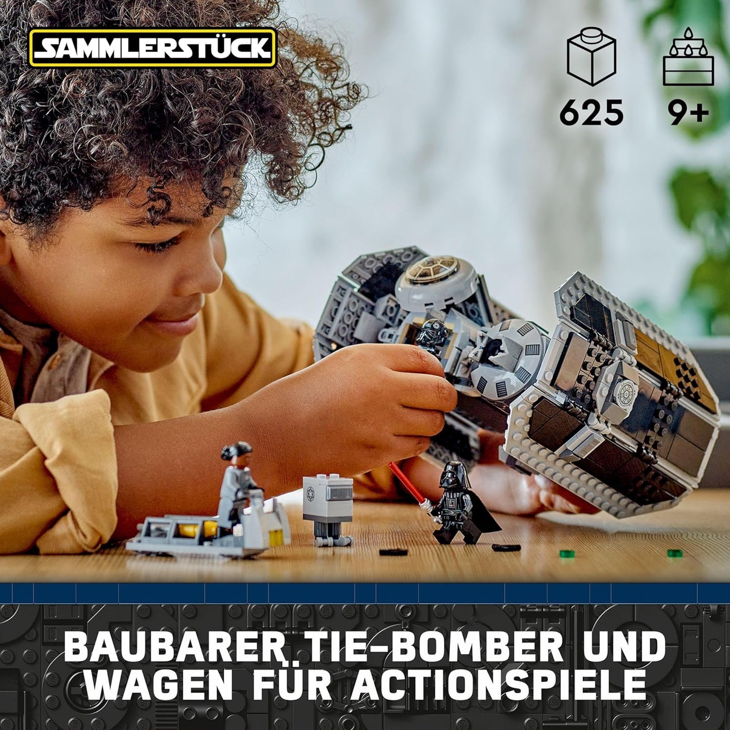 LEGO Star Wars TIE Bombe Modellbausatz mit Darth Vader Minifigur mit Lichtschwert und Gonk-Droide, baubares Spielzeug mit Starfighter als Geschenk 75347