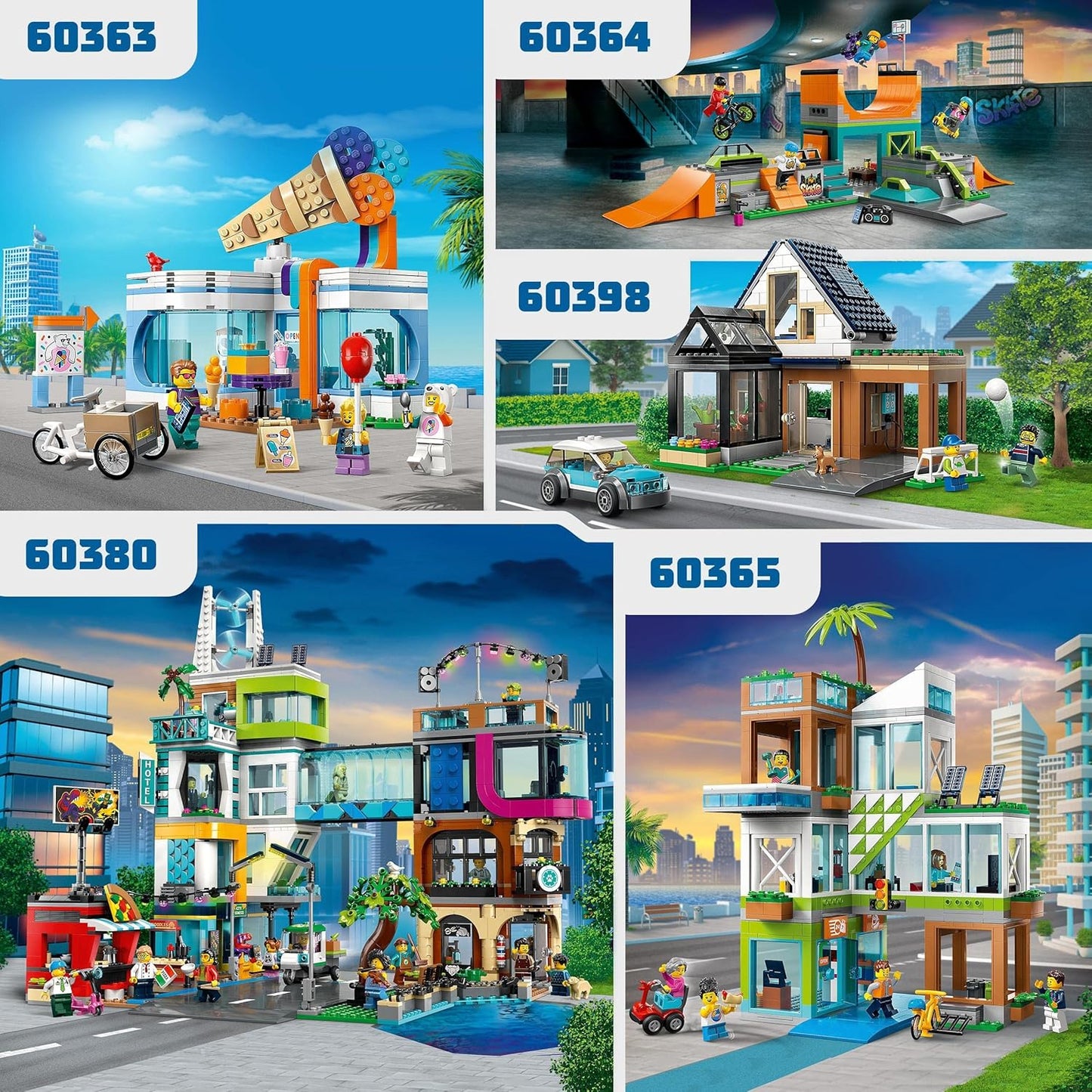 LEGO 60398 City Family House with Electric Car, Dollhouse Set with Toy Car and Accessories, Building with Modules, Modular Construction Toy for Children from 6 Years