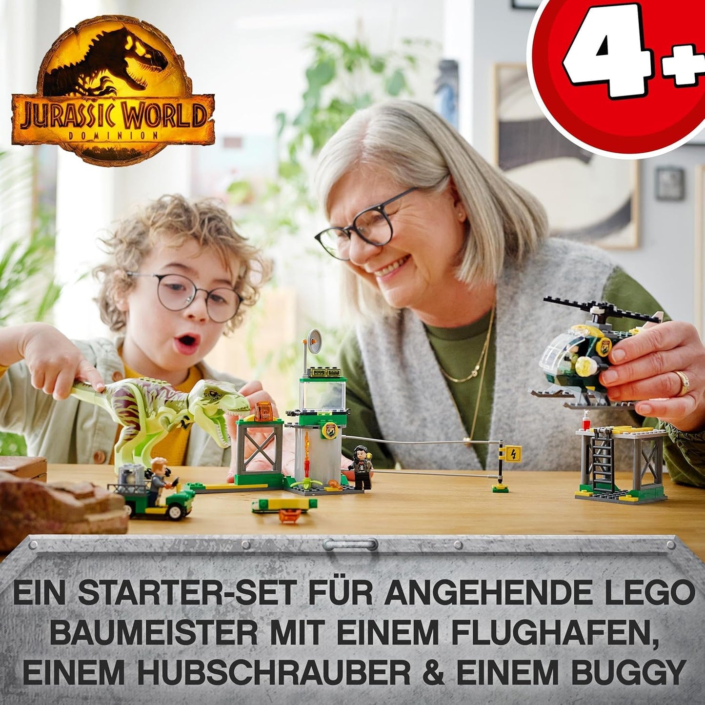 LEGO Jurassic World T. Rex Breakout, Dinosaur Toy from 4 Years, Set with Large Dino Figure, Helicopter, Airport and Toy Car, Gift for Fans of Jurassic Park Movies 76944