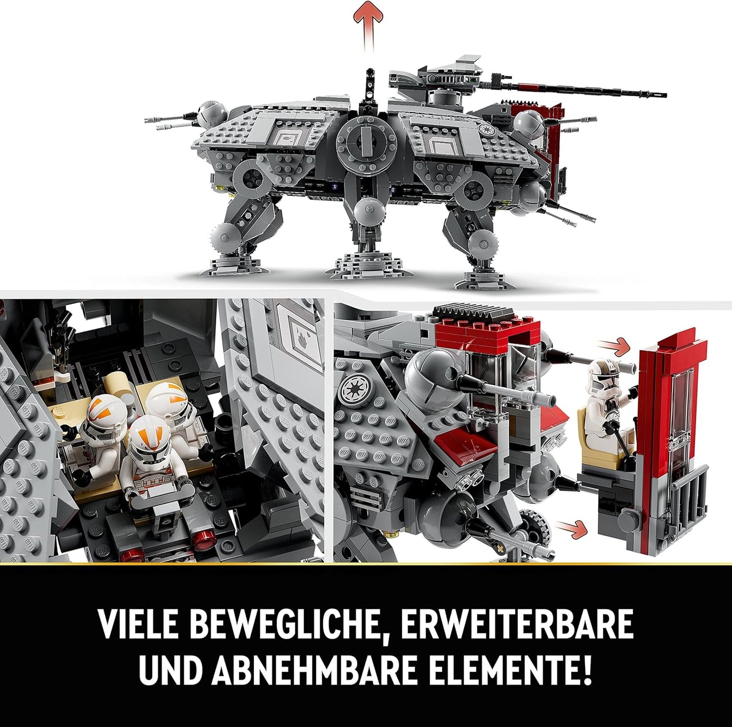 LEGO Star Wars at-TE Walker, Movable Toy Model Set with Mini Figures Including 3 Clone Soldiers, Battle Droids and Dwarf Spider Droids 75337