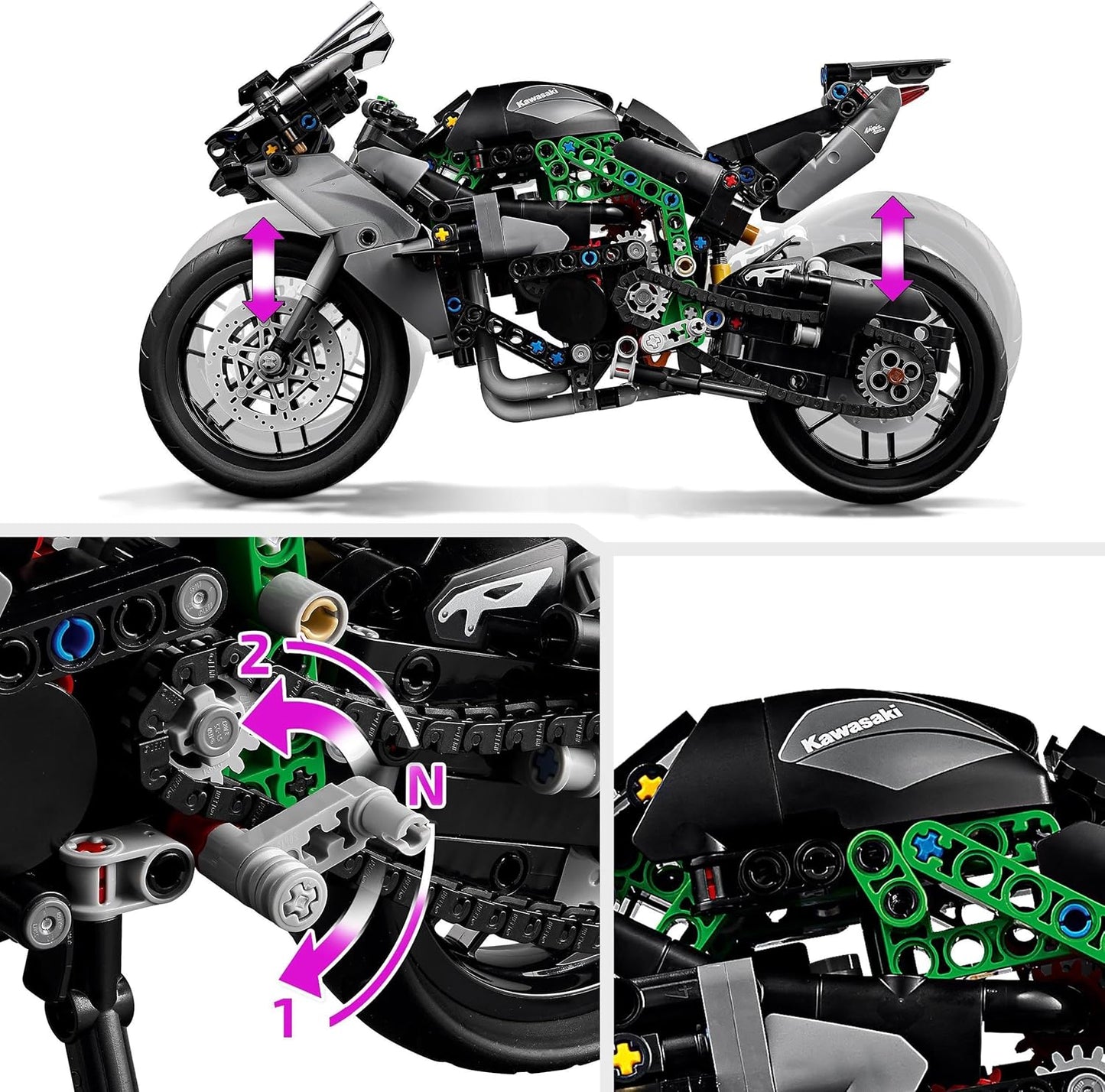 LEGO Technic Kawasaki Ninja H2R Motorcycle, Gift for Children and Adults for Birthday, Decoration, Toy, Model for Boys and Girls from 10 Years 42170