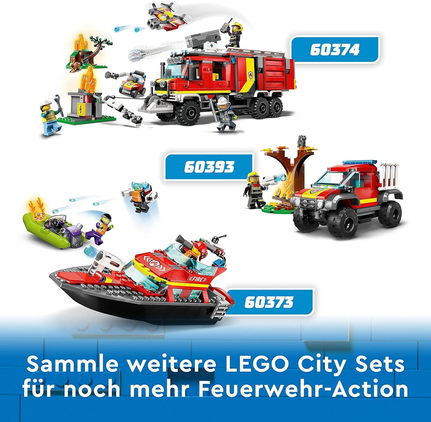 LEGO 60374 City Einsatzleitwagen der Feuerwehr, modernes Feuerwehrauto-Spielzeug mit Löschdrohnen, mit Figuren für Kinder