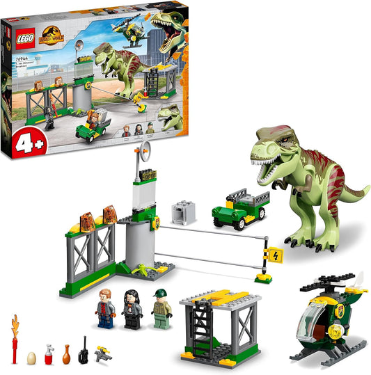 LEGO Jurassic World T. Rex Breakout, Dinosaur Toy from 4 Years, Set with Large Dino Figure, Helicopter, Airport and Toy Car, Gift for Fans of Jurassic Park Movies 76944