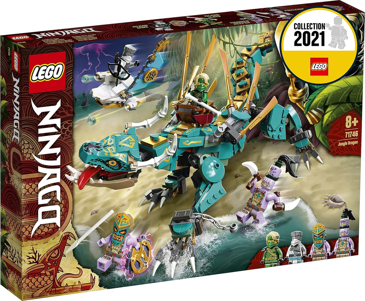 LEGO 71746 NINJAGO Jungle Dragon Building Set with Ninja Lloyd and Zane Mini Figures, Dragon Toy for Boys and Girls Aged 8+