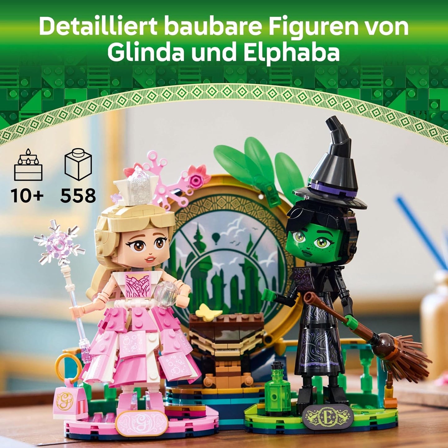 LEGO Wicked Elphaba and Glinda Fantasy Toy with Mini Dolls of the Witches of Oz Playset with Buildable Characters Gift for Girls, Boys and Fans of the Movie Ages 10+ 75682