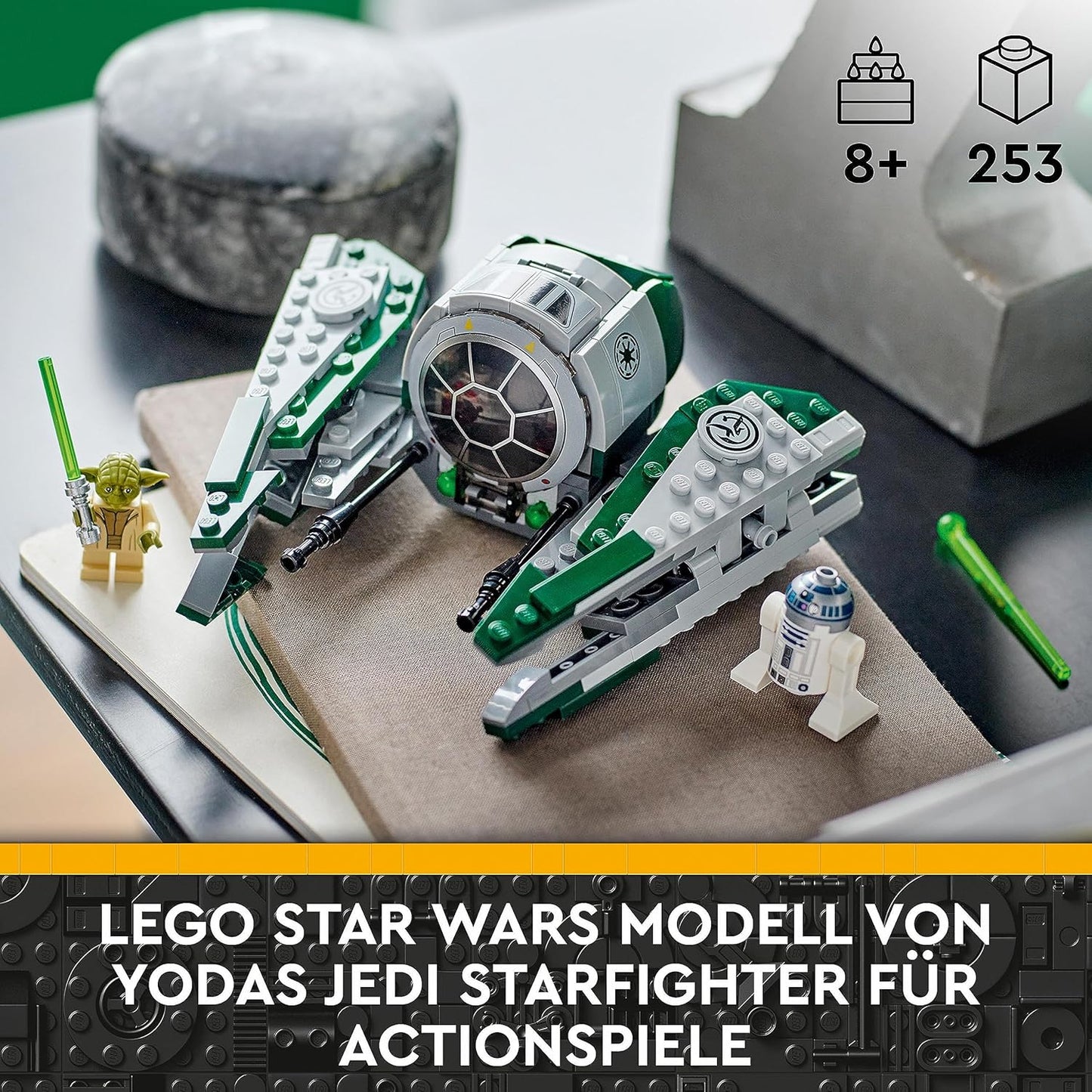 LEGO 75360 Star Wars Yoda’s Jedi Starfighter Building Toy, Clone Wars Vehicle Set with Master Yoda Minifigure, Lightsabre and Droid R2-D2 Figure