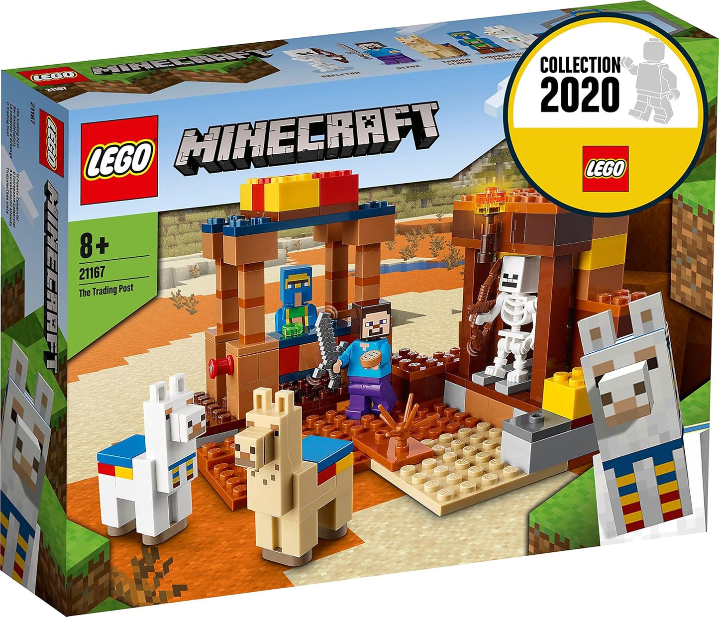 LEGO 21167 Minecraft The Trade Place, Building Kit with Steve, Skeleton and Llamas Figures Toys for Boys and Girls from 8 Years