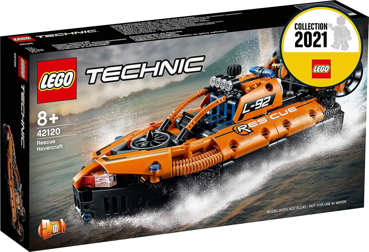 LEGO 42120 Technic Air Cushion Boat for Rescue Operations, 2-in-1 Model, Construction Kit for Boys and Girls, Toy from 8 Years