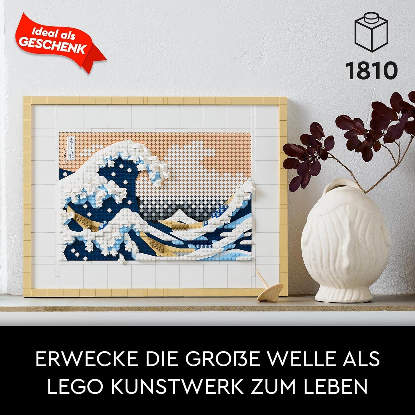 LEGO 31208 Art Hokusai – The Great Wave, 3D Japanese Wall Decoration Craft Kit, Framed Ocean Canvas, Hobbies for Adults, DYI, Home and Office Decoration