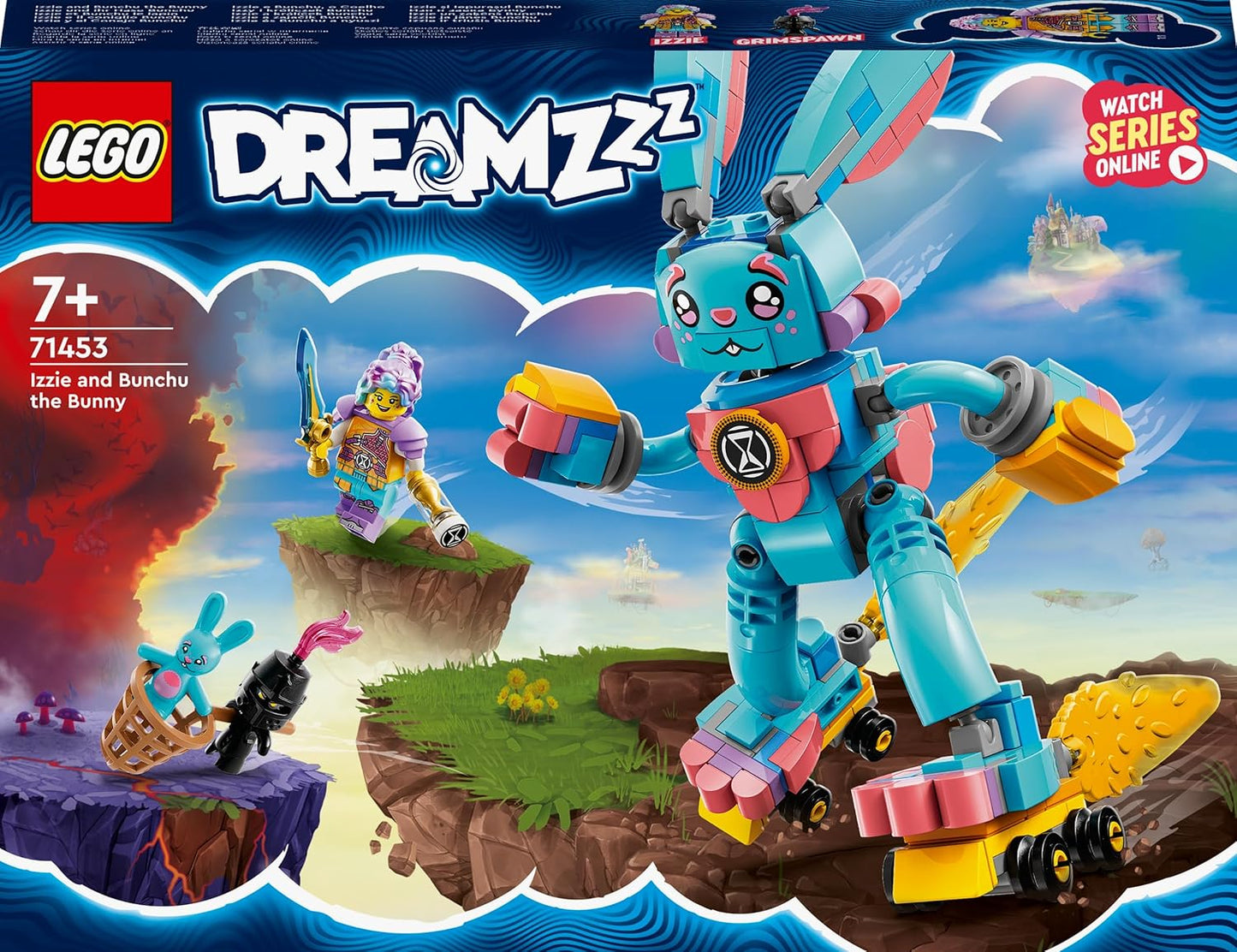 LEGO DREAMZzz 2-in-1 Izzie and Her Rabbit Bunchu Set, Buildable Rabbit Toy with Roller Skates, 2 Types for Imaginative Play, Based on the TV Series, for Girls, Boys from 7 Years 71453