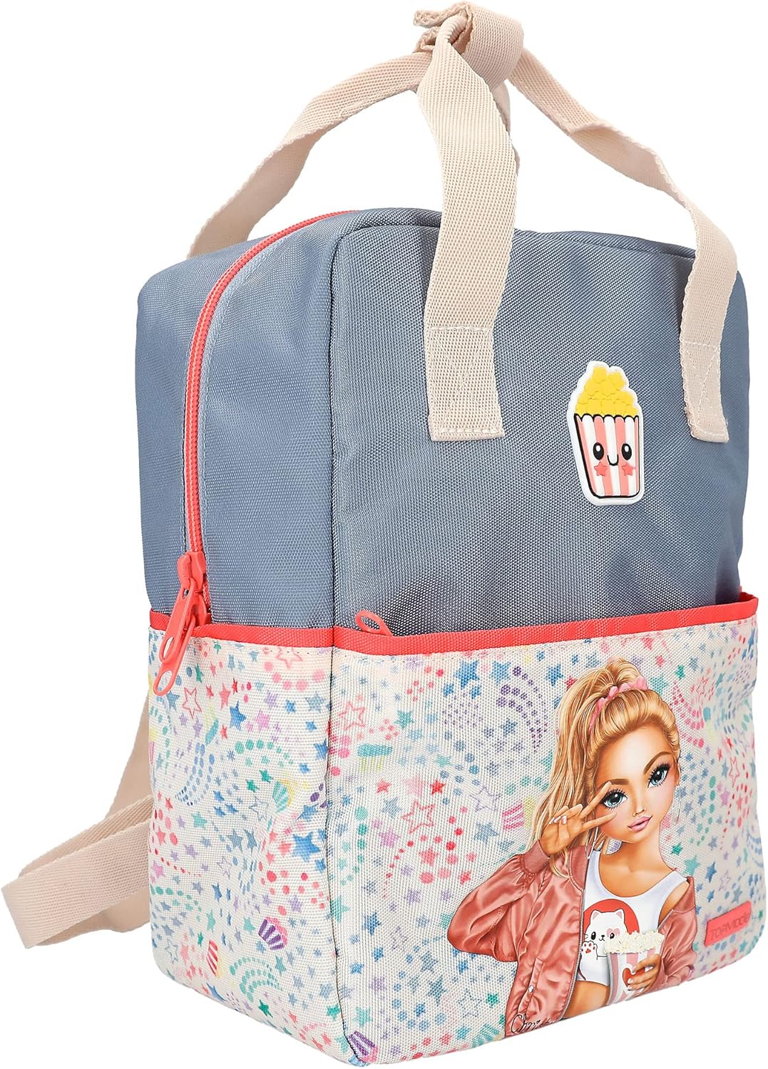 Depesche 12385 TOPModel Cutie Star Backpack in Denim Blue with Model Motif and Star Pattern, Bag with Adjustable Shoulder Straps