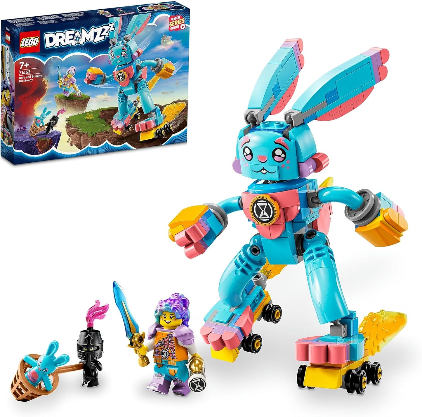 LEGO DREAMZzz 2-in-1 Izzie and Her Rabbit Bunchu Set, Buildable Rabbit Toy with Roller Skates, 2 Types for Imaginative Play, Based on the TV Series, for Girls, Boys from 7 Years 71453