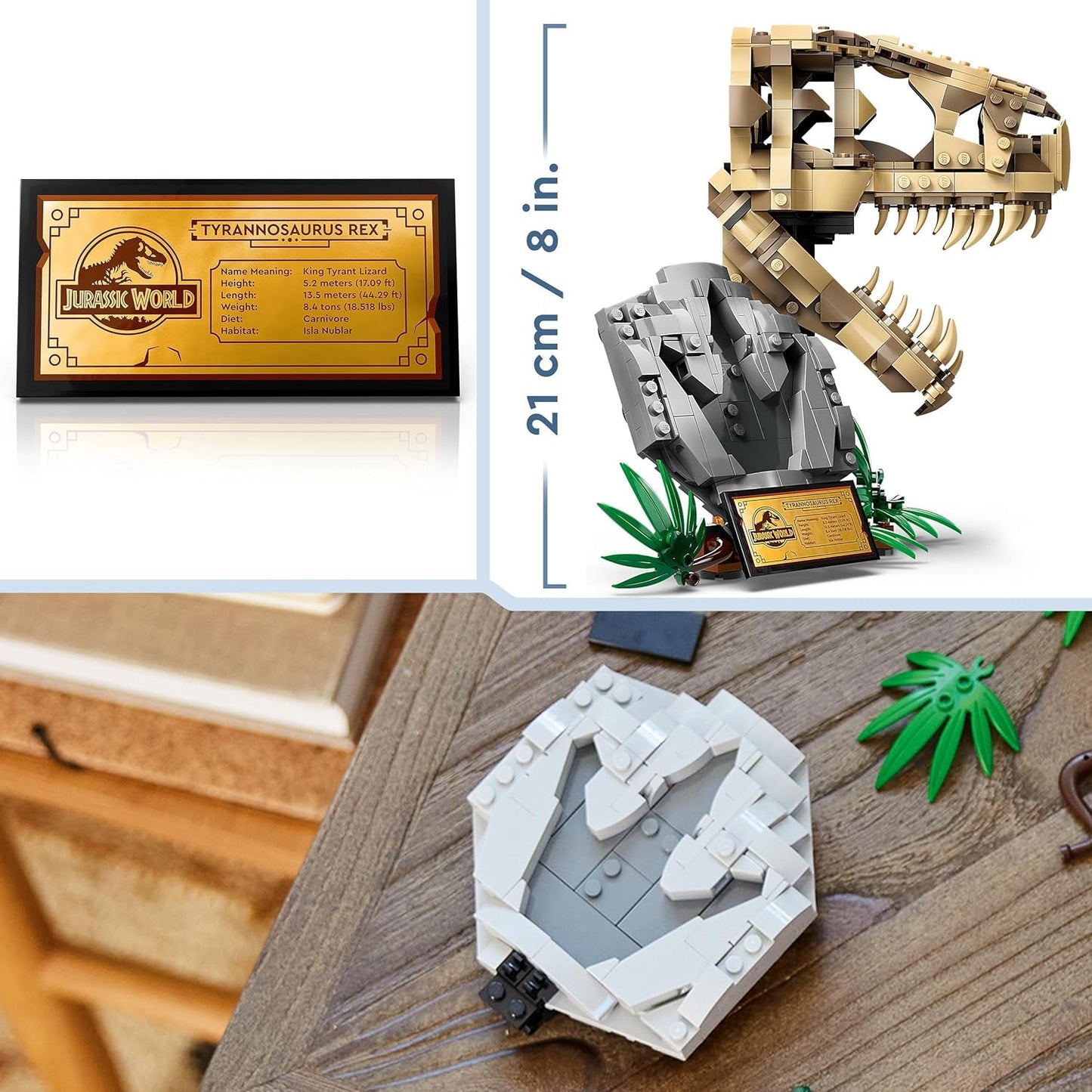 LEGO Jurassic World Dinosaur Fossils: T.rex Head, Dinosaur Toy for Building, Dinosaur Decoration for Children's Room, T-Rex Skull Skeleton with Footprint, Gift for Boys and Girls 76964